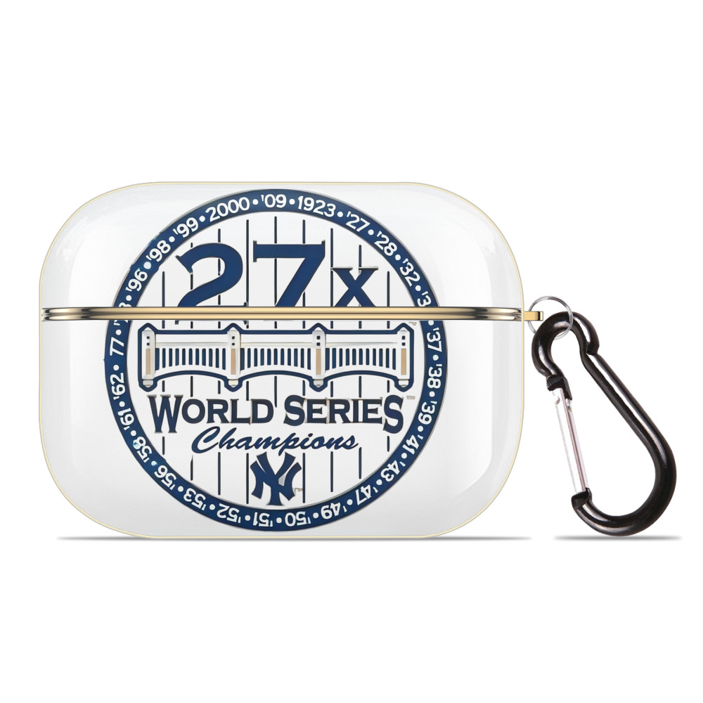 New York Yankees 27X WS Champions Luxury Gold AirPods Pro Case With Keychain, Flexible PC Material, Full Protection, Precise Cutouts, Anti-Fingerprint, Washable, Durable Design