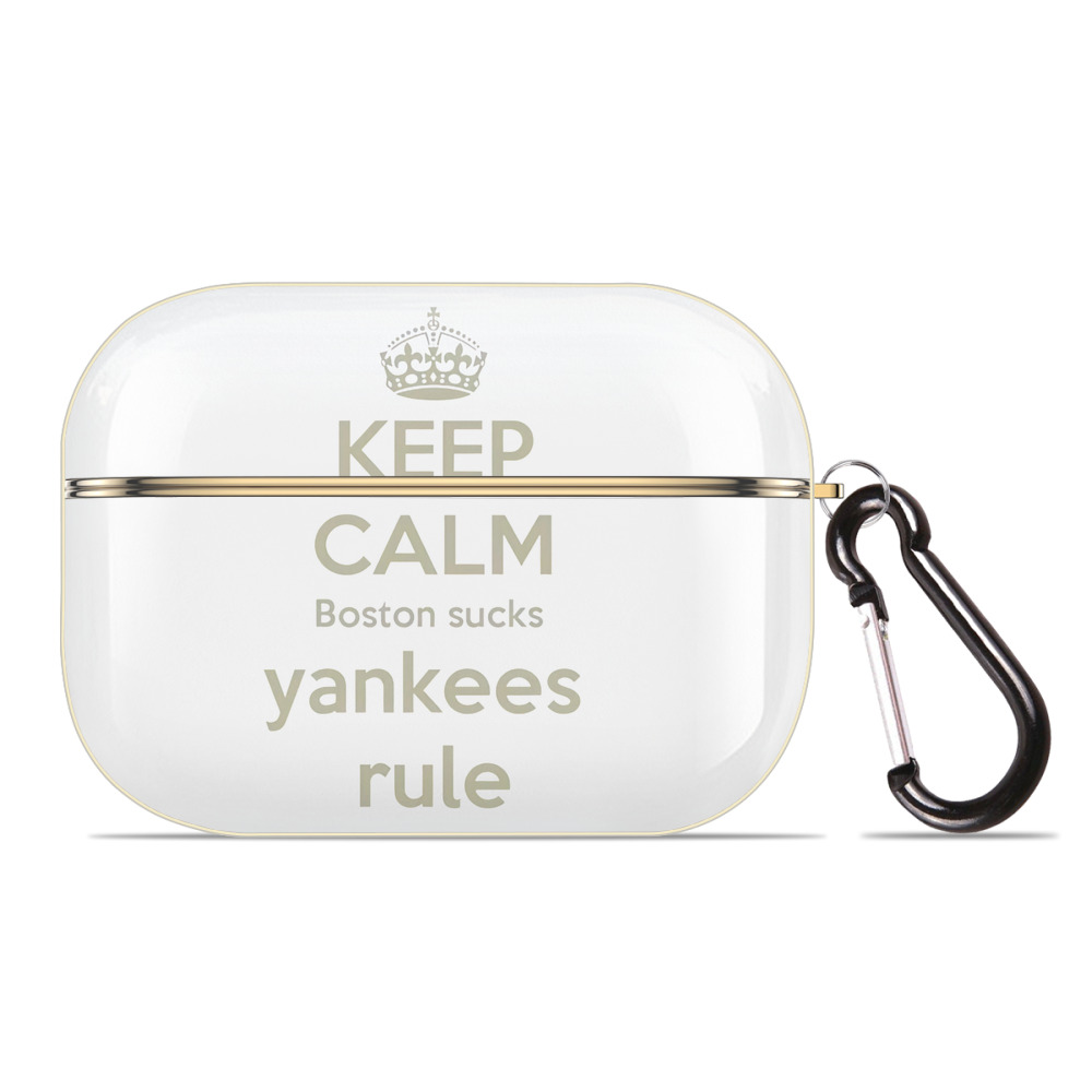 New York Yankees Keep Calm Yankees Rule Boston Sucks Luxury Gold AirPods Pro Case With Keychain, Flexible PC Material, Full Protection, Precise Cutouts, Anti-Fingerprint, Washable, Durable Design