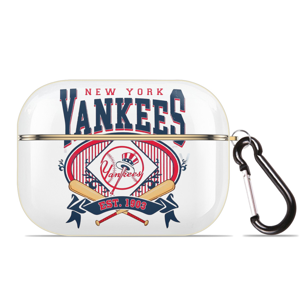 New York Yankees Vintage Est.1903 Luxury Gold AirPods Pro Case With Keychain, Flexible PC Material, Full Protection, Precise Cutouts, Anti-Fingerprint, Washable, Durable Design