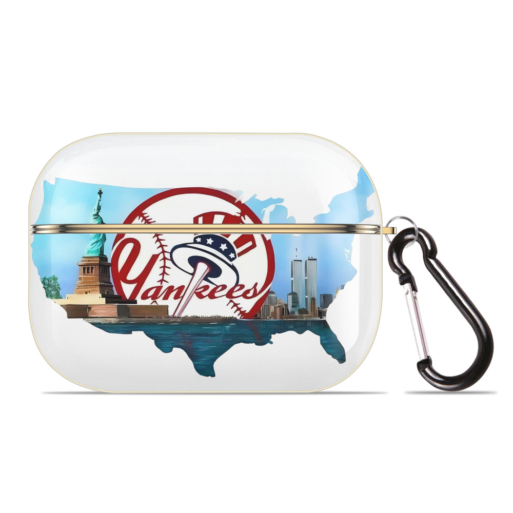 New York Yankees Whole USA Luxury Gold AirPods Pro Case With Keychain, Flexible PC Material, Full Protection, Precise Cutouts, Anti-Fingerprint, Washable, Durable Design