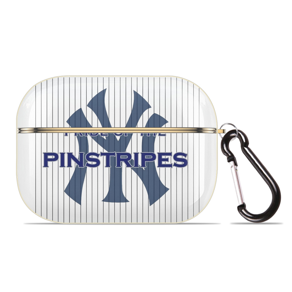 New York Yankees Pride of The Pinstripes Luxury Gold AirPods Pro Case With Keychain, Flexible PC Material, Full Protection, Precise Cutouts, Anti-Fingerprint, Washable, Durable Design