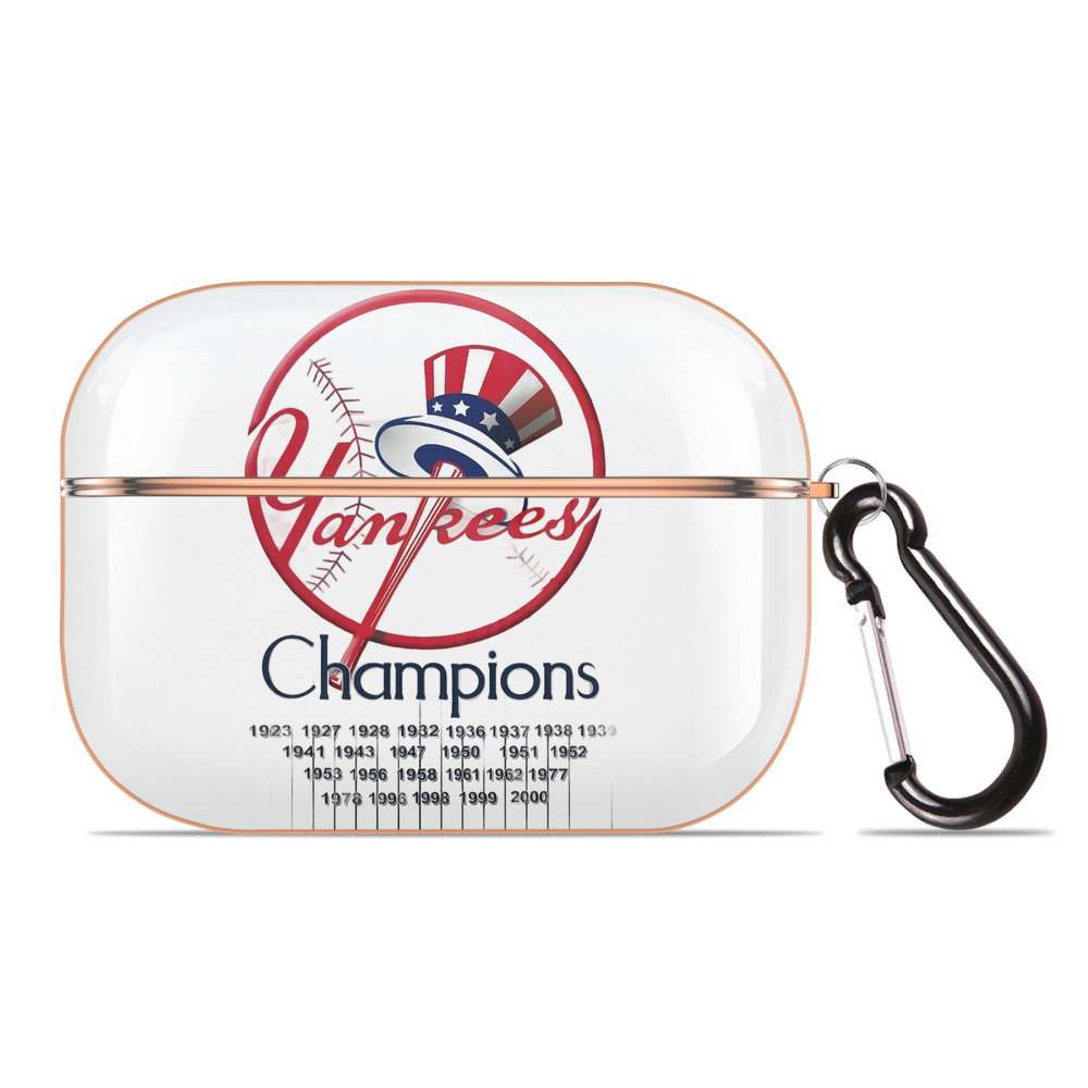 New York Yankees 56 AirPods Pro Protective Case Rose Gold, Flexible PC Material, Precise Fit, Anti-Slip Cover, Full Protection, Fingerprint Resistant, Washable With Keychain
