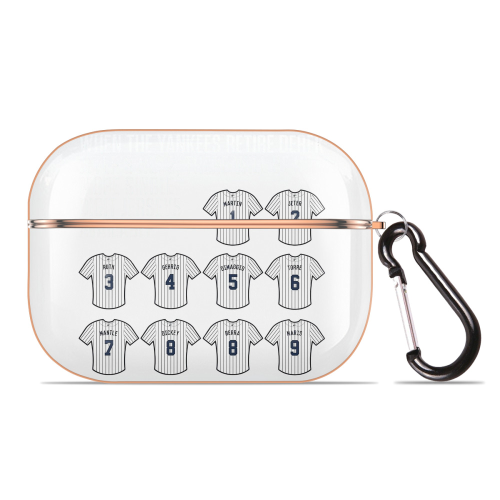 New York Yankees 61 AirPods Pro Protective Case Rose Gold, Flexible PC Material, Precise Fit, Anti-Slip Cover, Full Protection, Fingerprint Resistant, Washable With Keychain