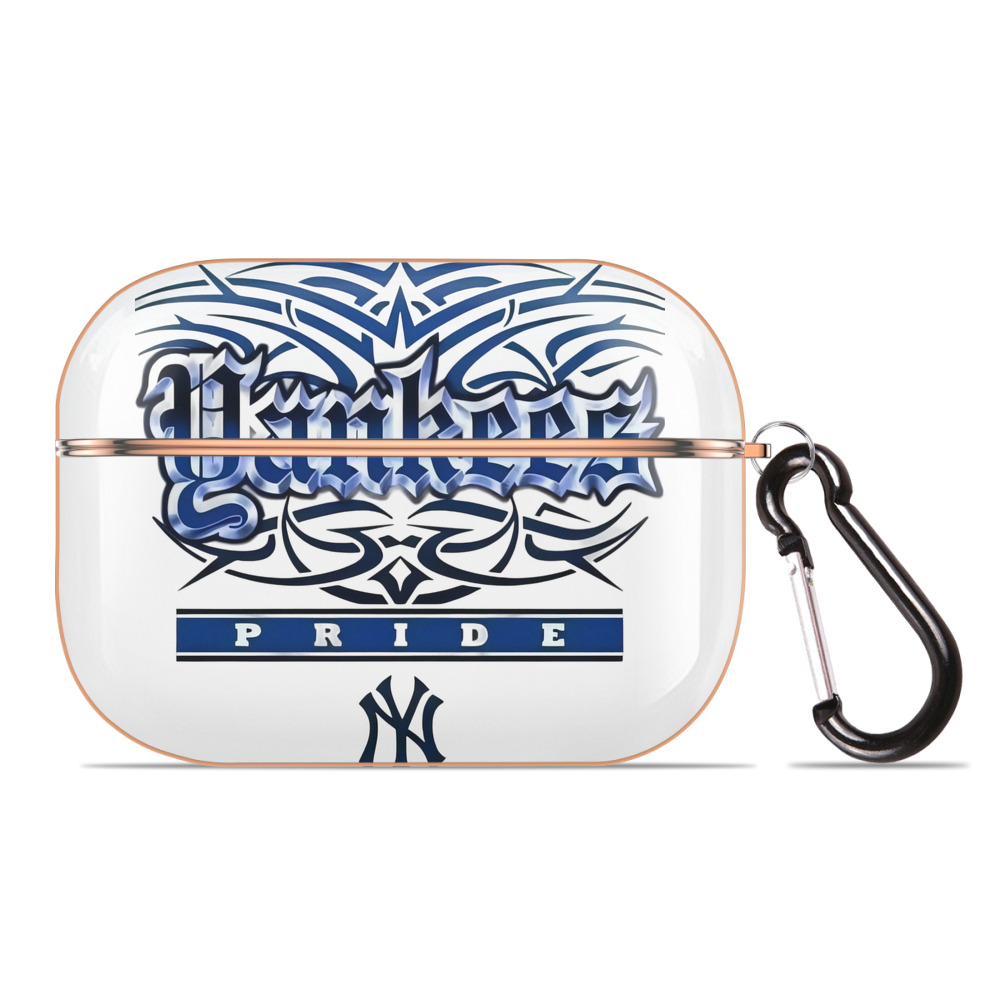 New York Yankees 278 AirPods Pro Protective Case Rose Gold, Flexible PC Material, Precise Fit, Anti-Slip Cover, Full Protection, Fingerprint Resistant, Washable With Keychain