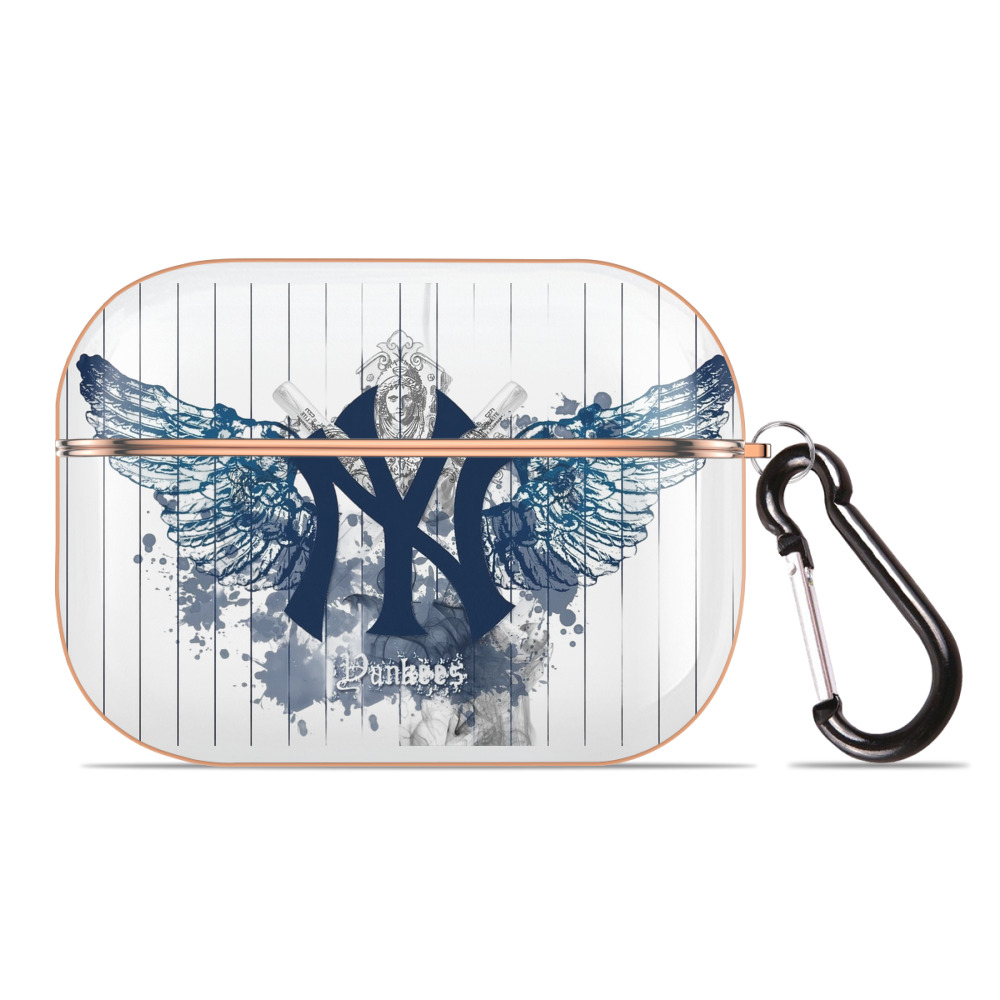 New York Yankees 293 AirPods Pro Protective Case Rose Gold, Flexible PC Material, Precise Fit, Anti-Slip Cover, Full Protection, Fingerprint Resistant, Washable With Keychain