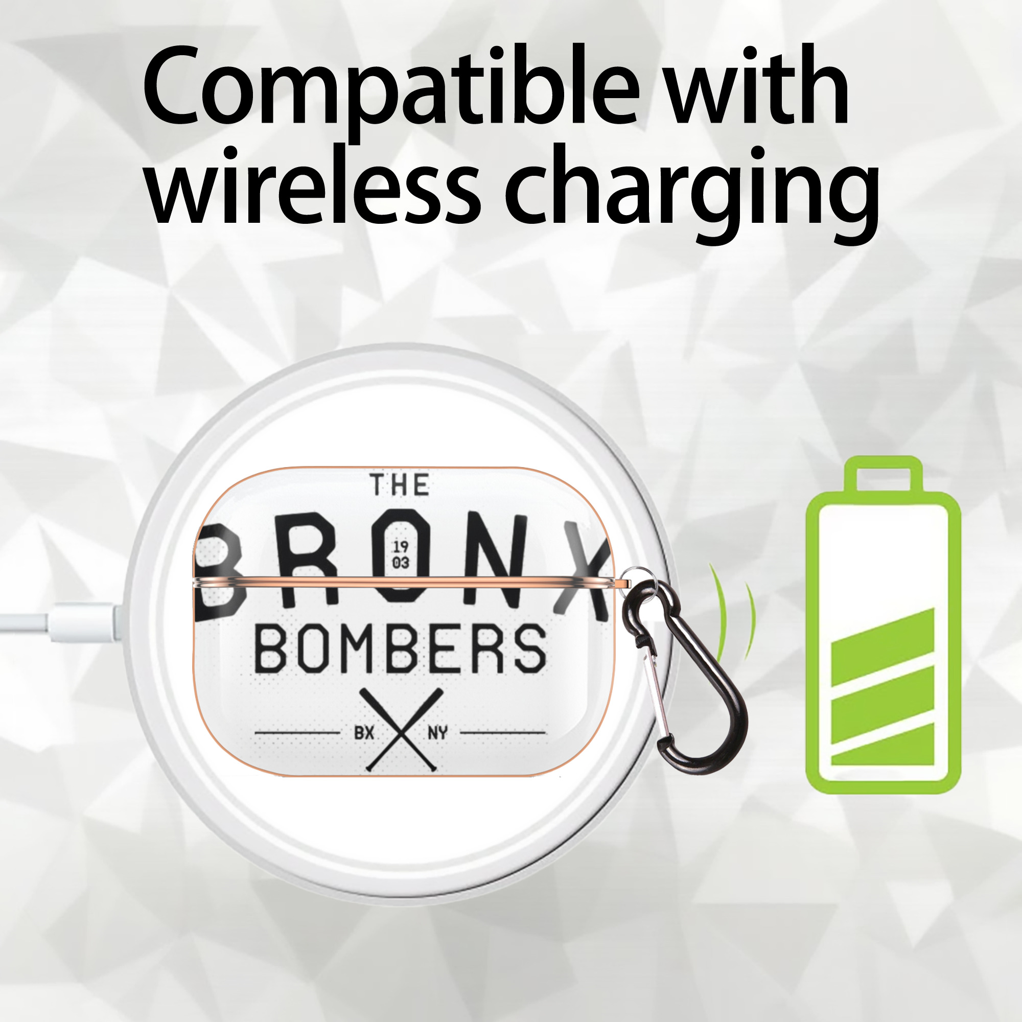 New York Yankees The Bronx Bombers 1903 AirPods Pro Protective Case Rose Gold, Flexible PC Material, Precise Fit, Anti-Slip Cover, Full Protection, Fingerprint Resistant, Washable With Keychain