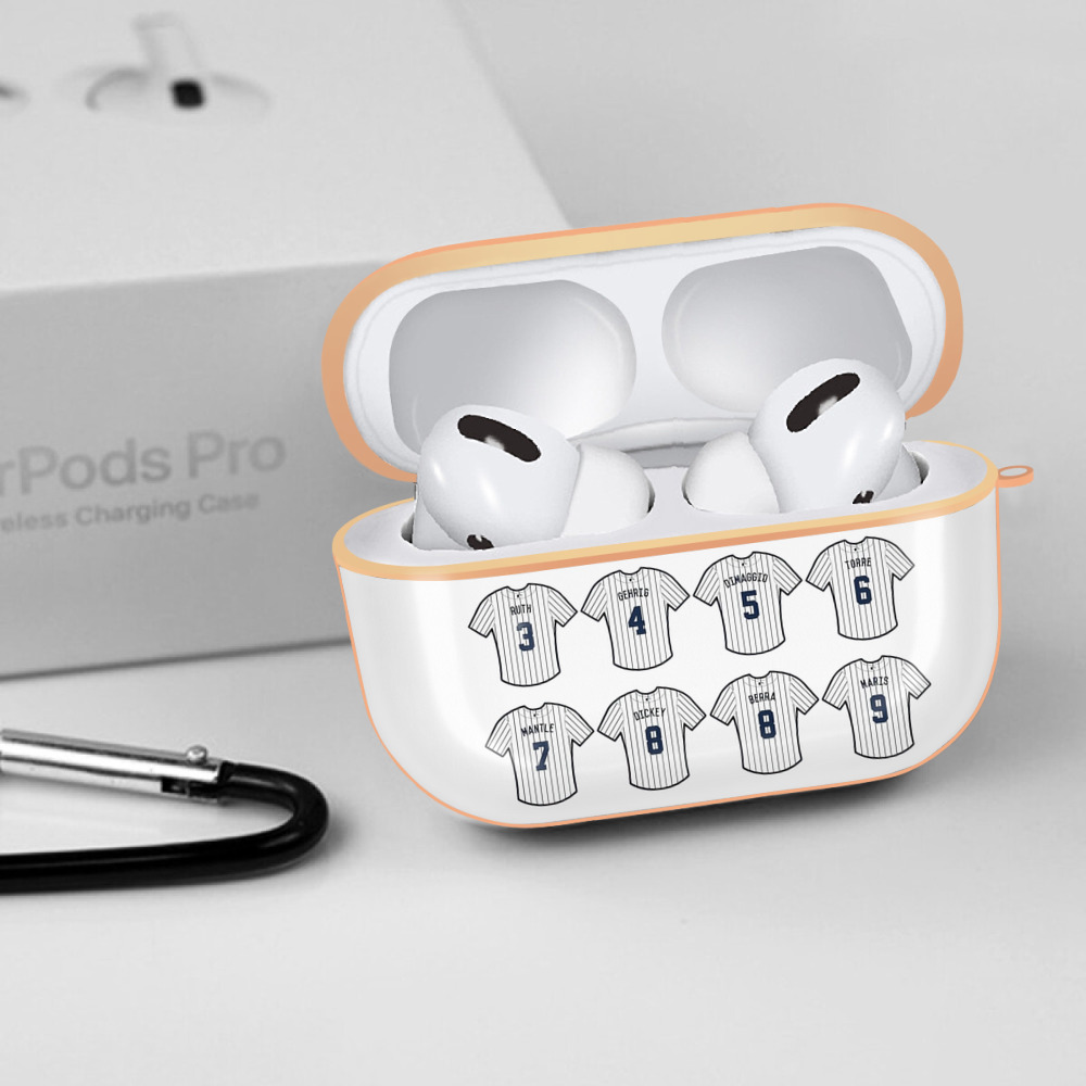New York Yankees 61 AirPods Pro Protective Case Rose Gold, Flexible PC Material, Precise Fit, Anti-Slip Cover, Full Protection, Fingerprint Resistant, Washable With Keychain