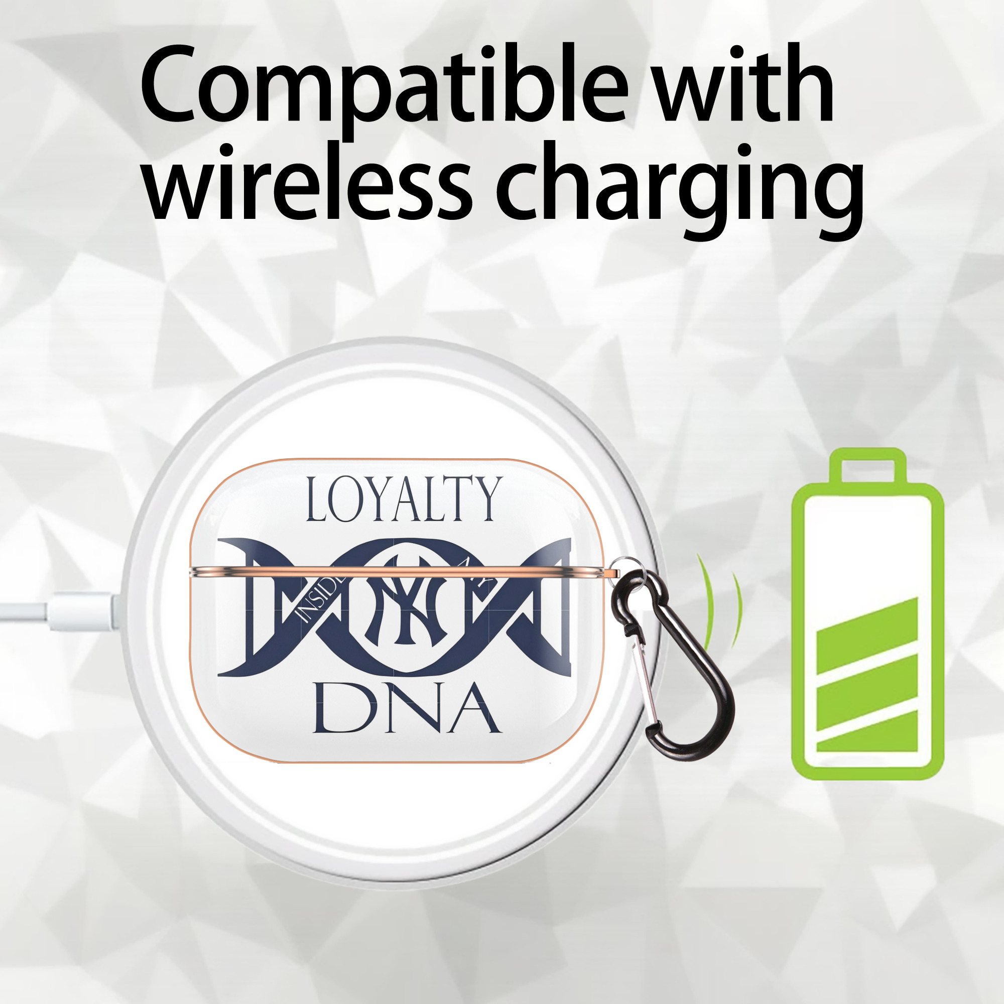 New York Yankees Loyalty DNA AirPods Pro Protective Case Rose Gold, Flexible PC Material, Precise Fit, Anti-Slip Cover, Full Protection, Fingerprint Resistant, Washable With Keychain