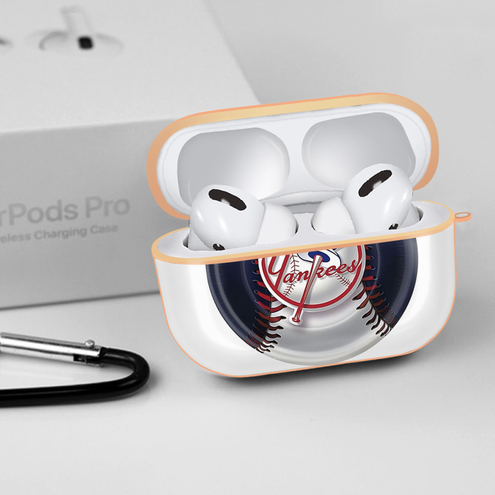 New York Yankees 81 AirPods Pro Protective Case Rose Gold, Flexible PC Material, Precise Fit, Anti-Slip Cover, Full Protection, Fingerprint Resistant, Washable With Keychain