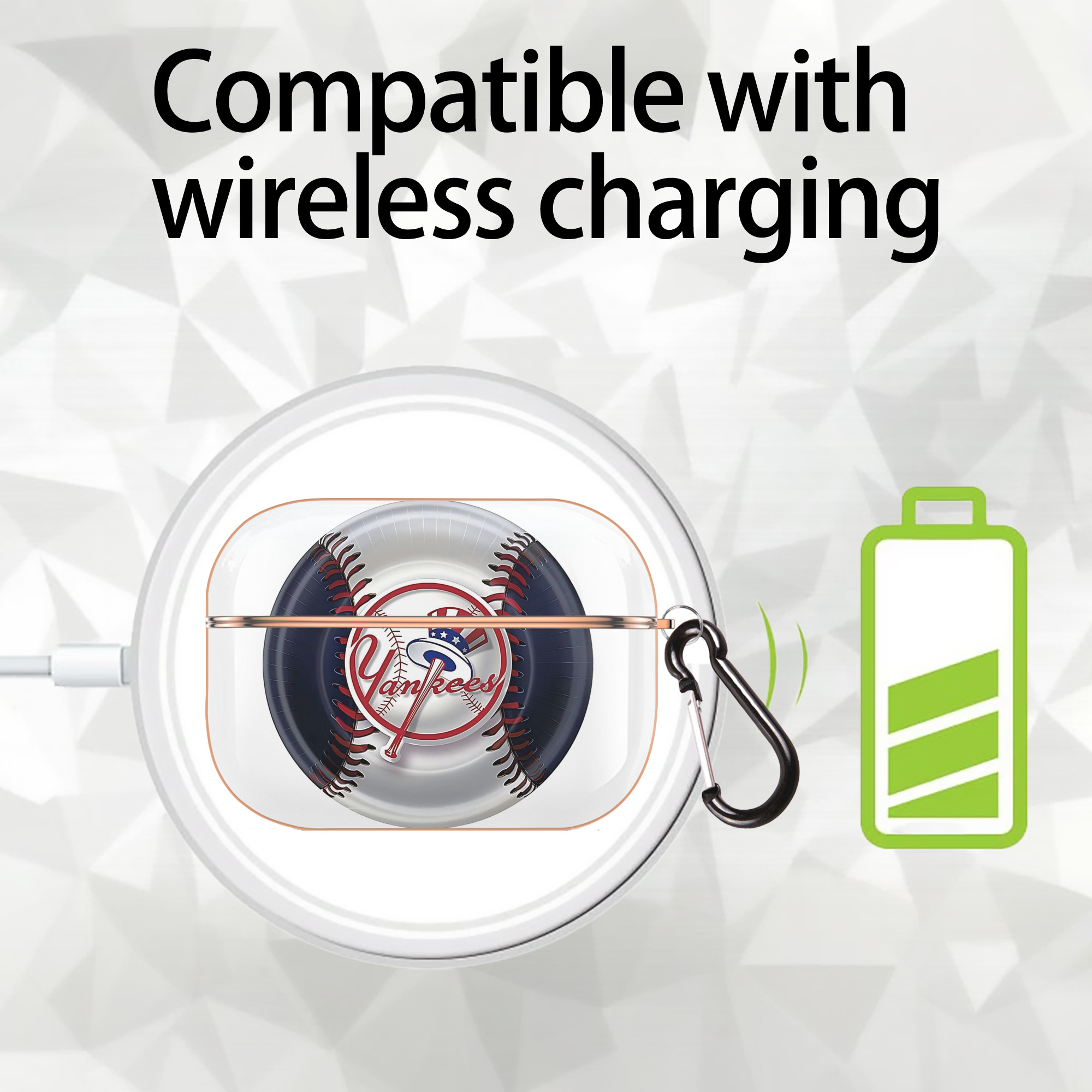 New York Yankees 81 AirPods Pro Protective Case Rose Gold, Flexible PC Material, Precise Fit, Anti-Slip Cover, Full Protection, Fingerprint Resistant, Washable With Keychain