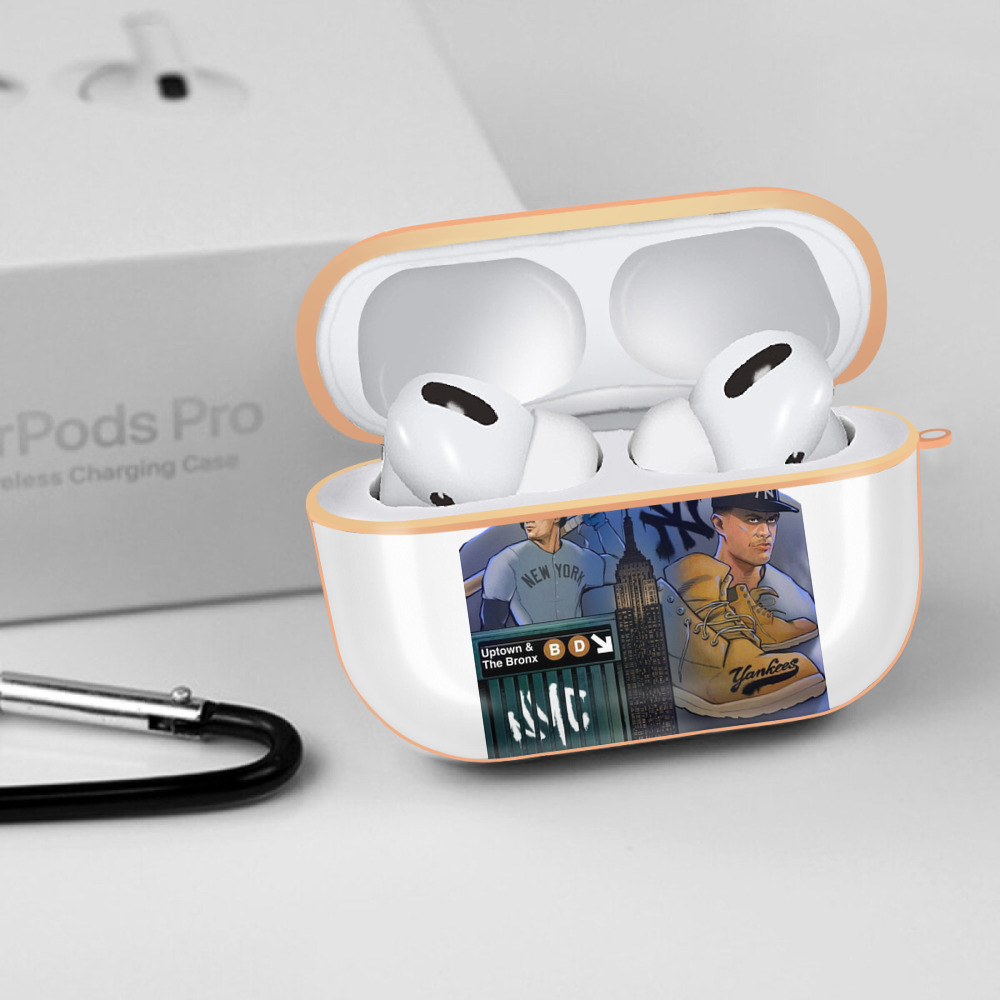 New York Yankees 273 AirPods Pro Protective Case Rose Gold, Flexible PC Material, Precise Fit, Anti-Slip Cover, Full Protection, Fingerprint Resistant, Washable With Keychain