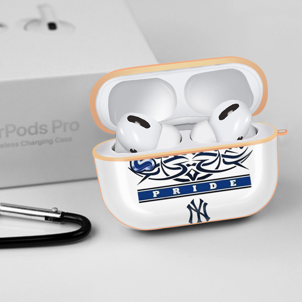 New York Yankees 278 AirPods Pro Protective Case Rose Gold, Flexible PC Material, Precise Fit, Anti-Slip Cover, Full Protection, Fingerprint Resistant, Washable With Keychain