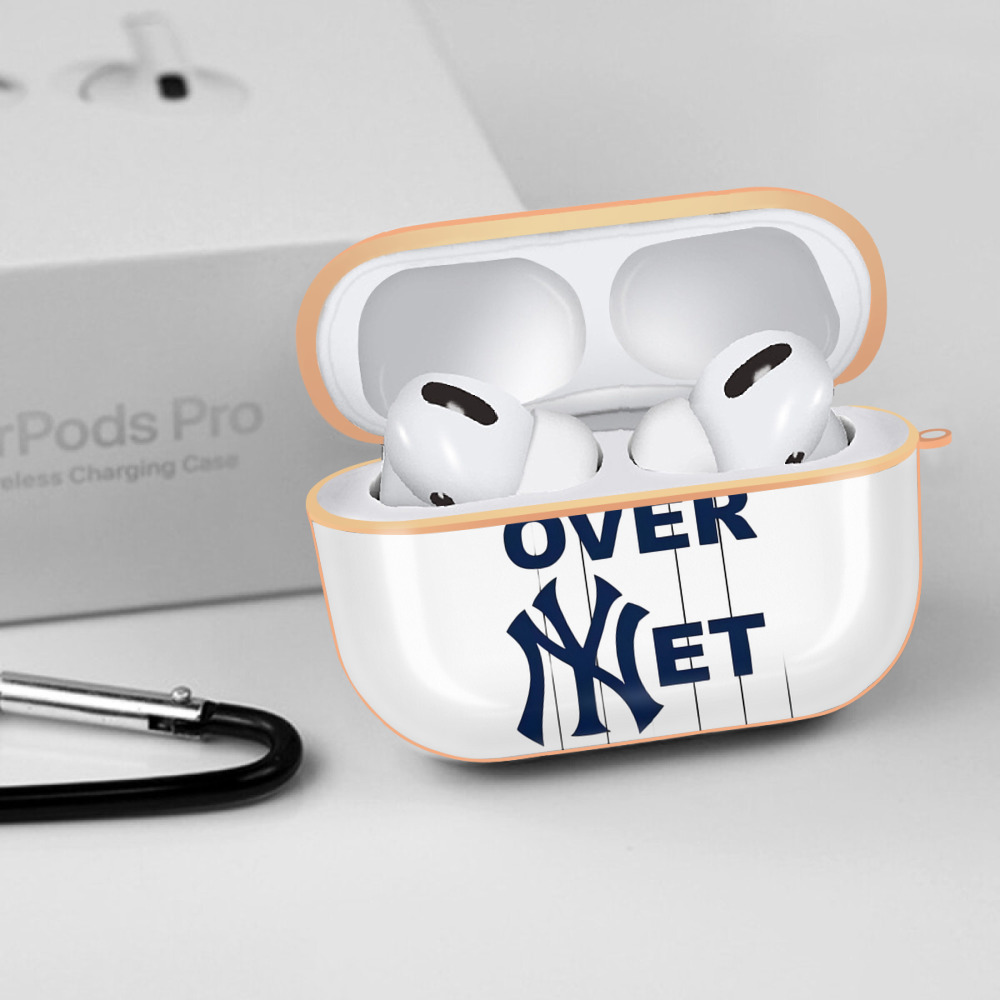 New York Yankees Not over Net AirPods Pro Protective Case Rose Gold, Flexible PC Material, Precise Fit, Anti-Slip Cover, Full Protection, Fingerprint Resistant, Washable With Keychain