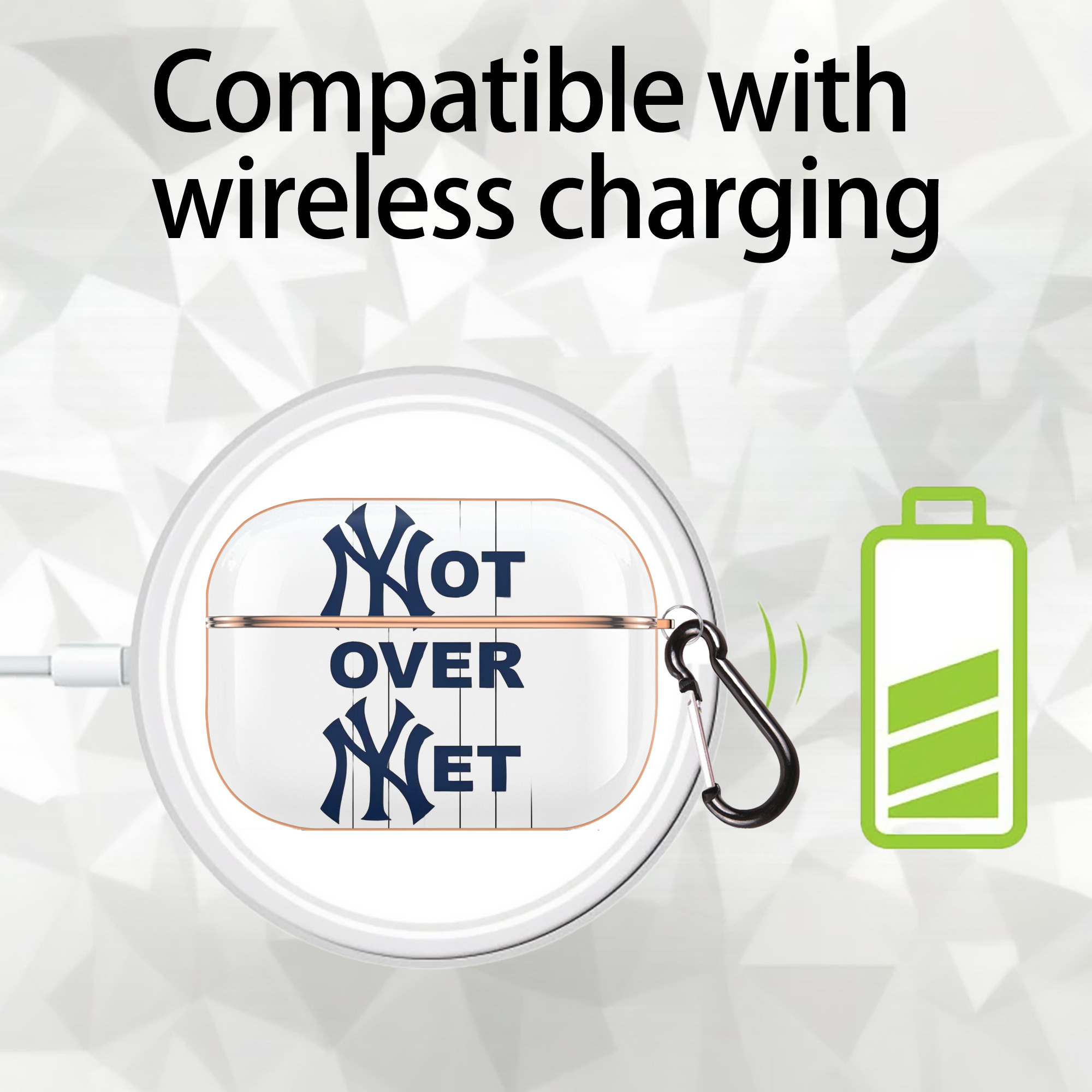 New York Yankees Not over Net AirPods Pro Protective Case Rose Gold, Flexible PC Material, Precise Fit, Anti-Slip Cover, Full Protection, Fingerprint Resistant, Washable With Keychain