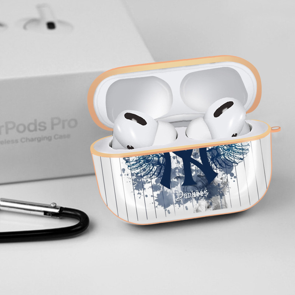 New York Yankees 293 AirPods Pro Protective Case Rose Gold, Flexible PC Material, Precise Fit, Anti-Slip Cover, Full Protection, Fingerprint Resistant, Washable With Keychain