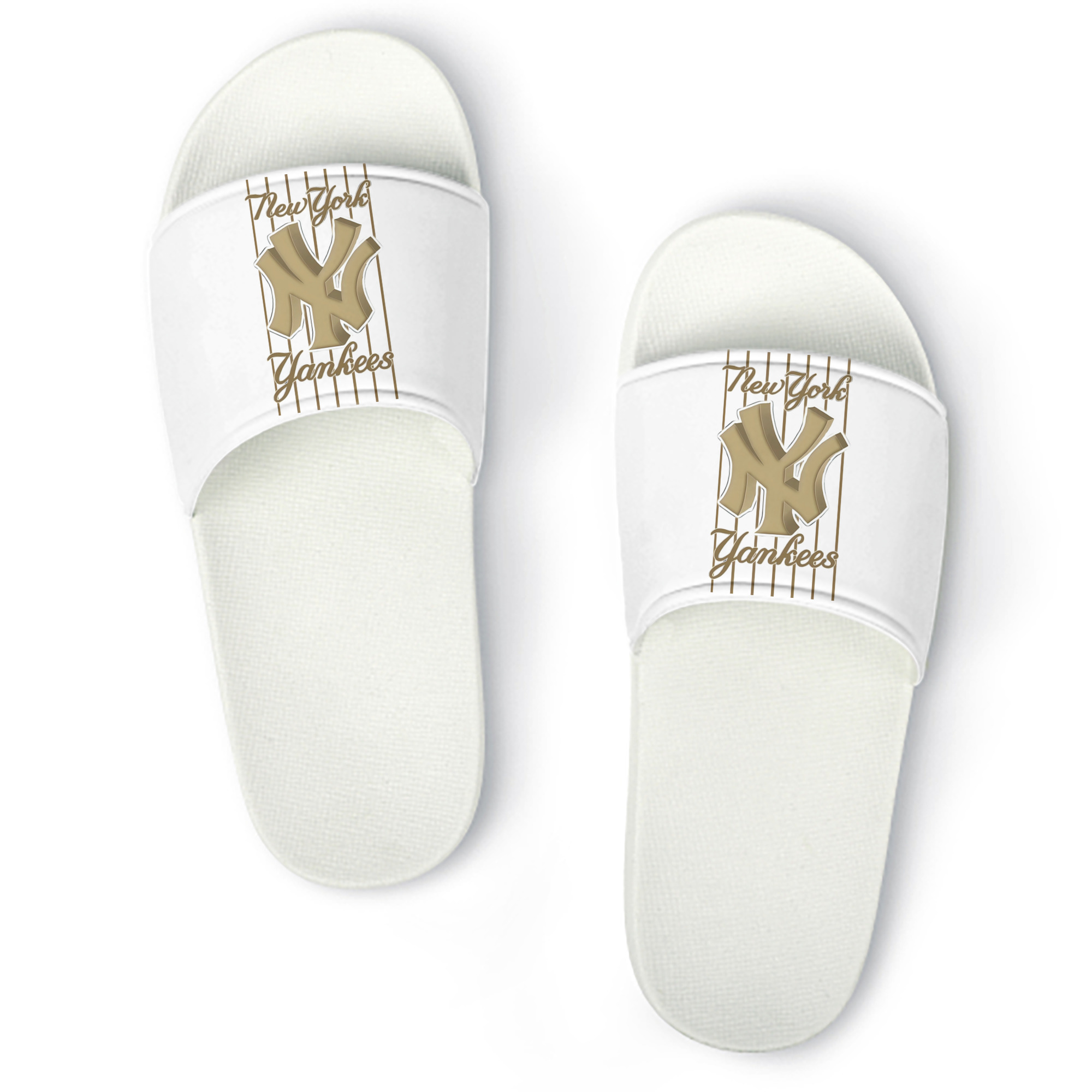 New York Yankees Pinstripe Golden Logo PVC Home Slippers For Men & Women – Durable, Comfortable, Waterproof, Non-Slip, Stylish Casual Indoor & Outdoor Sandals