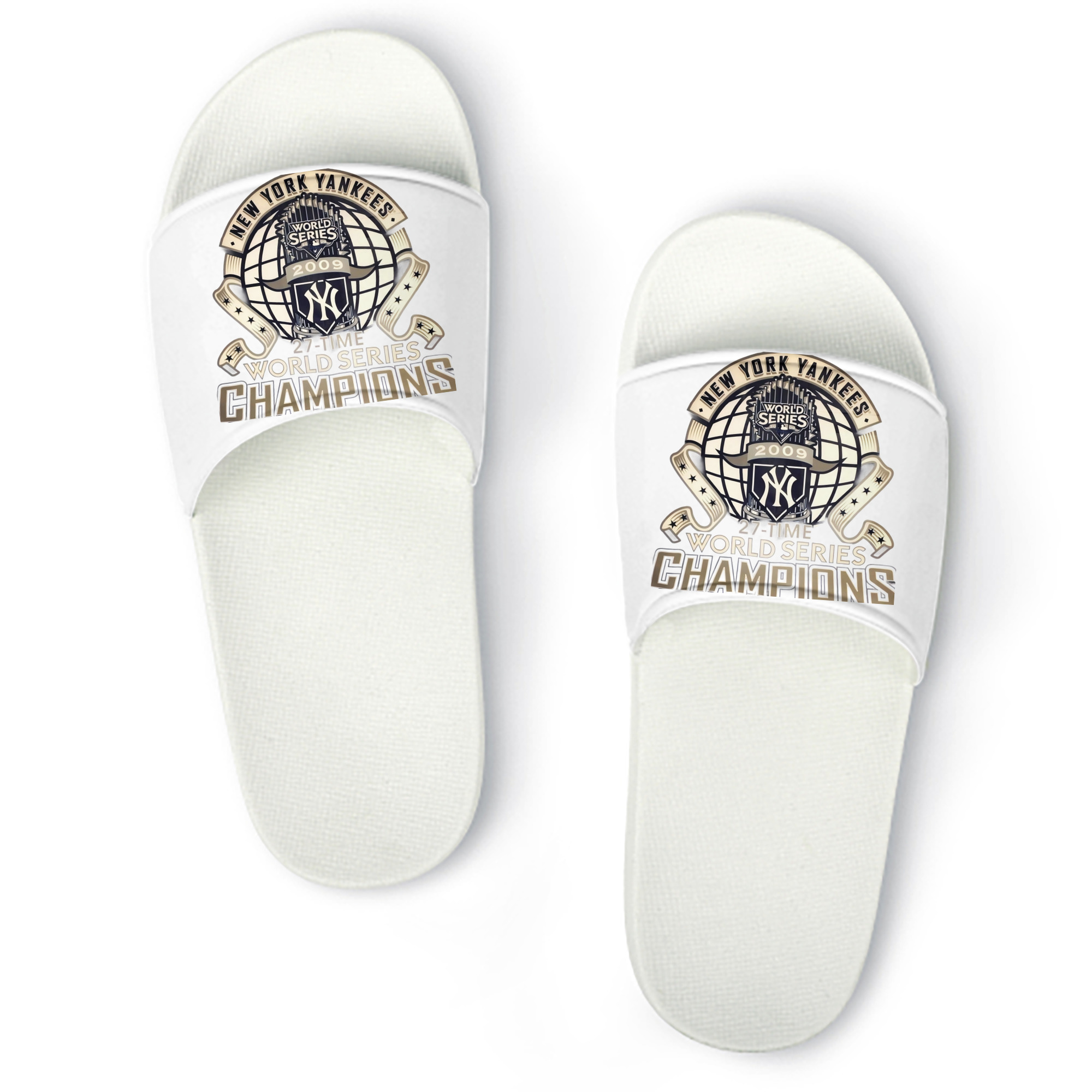 New York Yankees 2009 27th WS Champions Golden PVC Home Slippers For Men & Women – Durable, Comfortable, Waterproof, Non-Slip, Stylish Casual Indoor & Outdoor Sandals