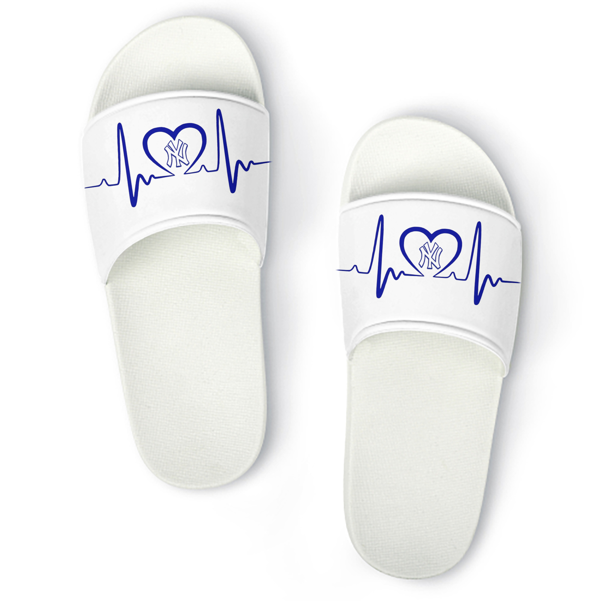 New York Yankees EKG Heart Line PVC Home Slippers For Men & Women – Durable, Comfortable, Waterproof, Non-Slip, Stylish Casual Indoor & Outdoor Sandals