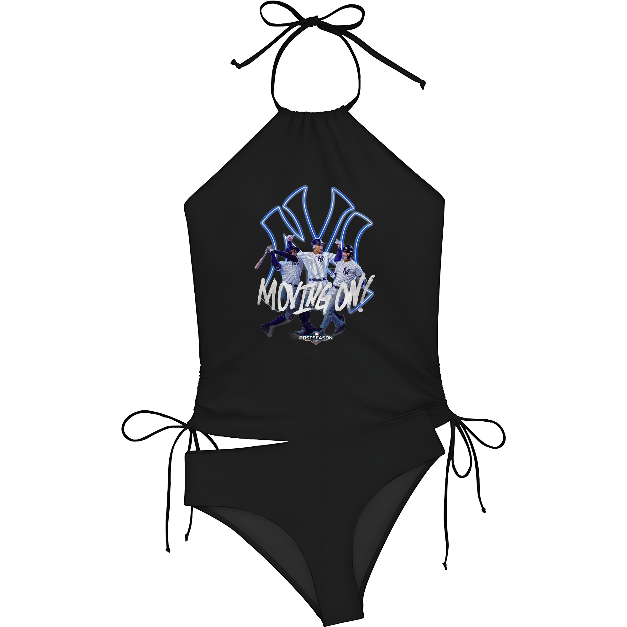 New York Yankees 280 Women's Heat Transfer Printed Two-Piece Bikini Set – Sexy One-Shoulder Top & Triangle Bottom, Soft Nylon-Spandex, Perfect for Beach, Pool & Vacation