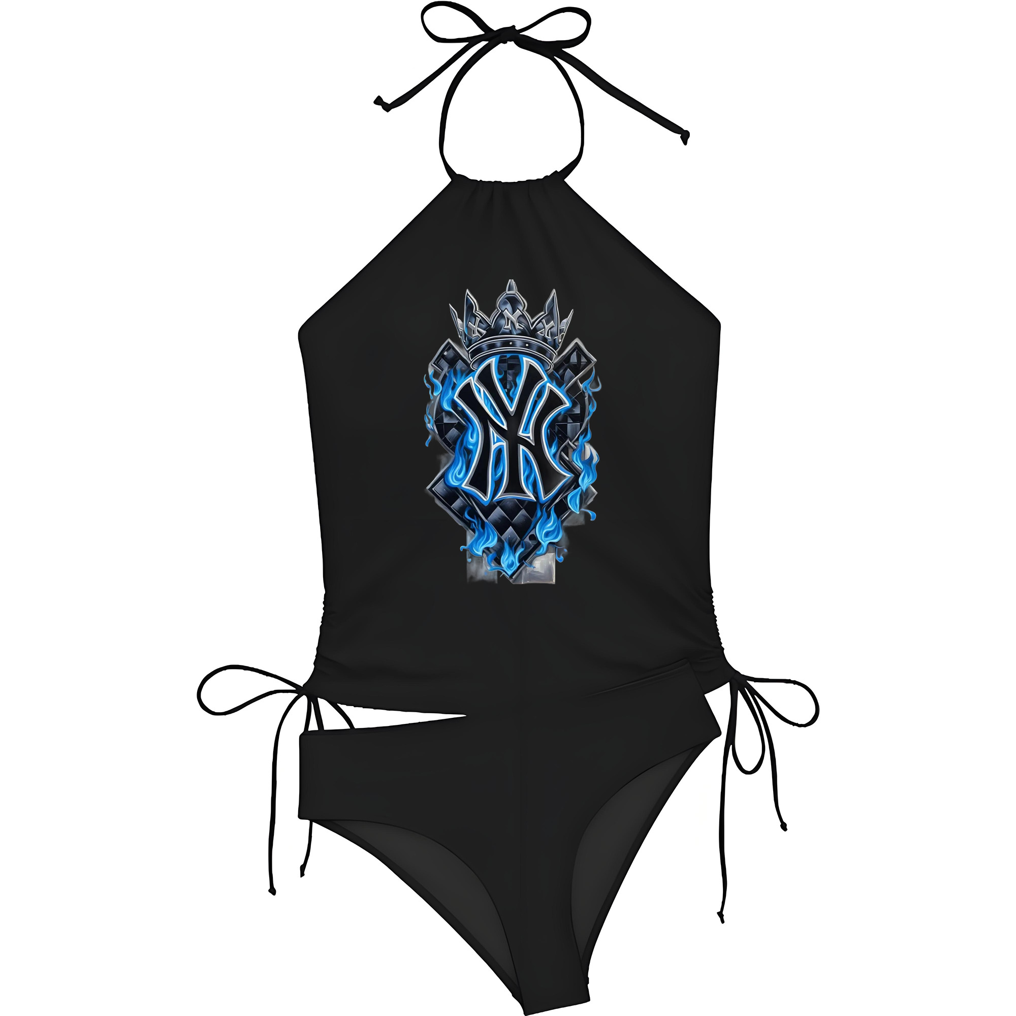 New York Yankees 285 Women's Heat Transfer Printed Two-Piece Bikini Set – Sexy One-Shoulder Top & Triangle Bottom, Soft Nylon-Spandex, Perfect for Beach, Pool & Vacation
