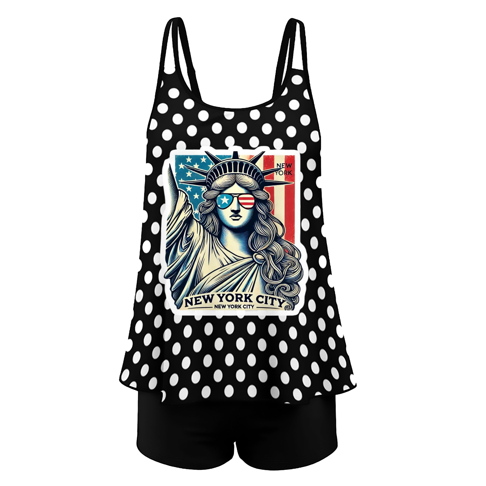 New York Yankees Liberty Women’s Heat Transfer Printed Two-Piece Swimsuit Set – Sexy Double Strap Bandeau Top & Boyshort Bottoms, Soft Nylon-Spandex, Perfect for Beach, Pool & Vacation