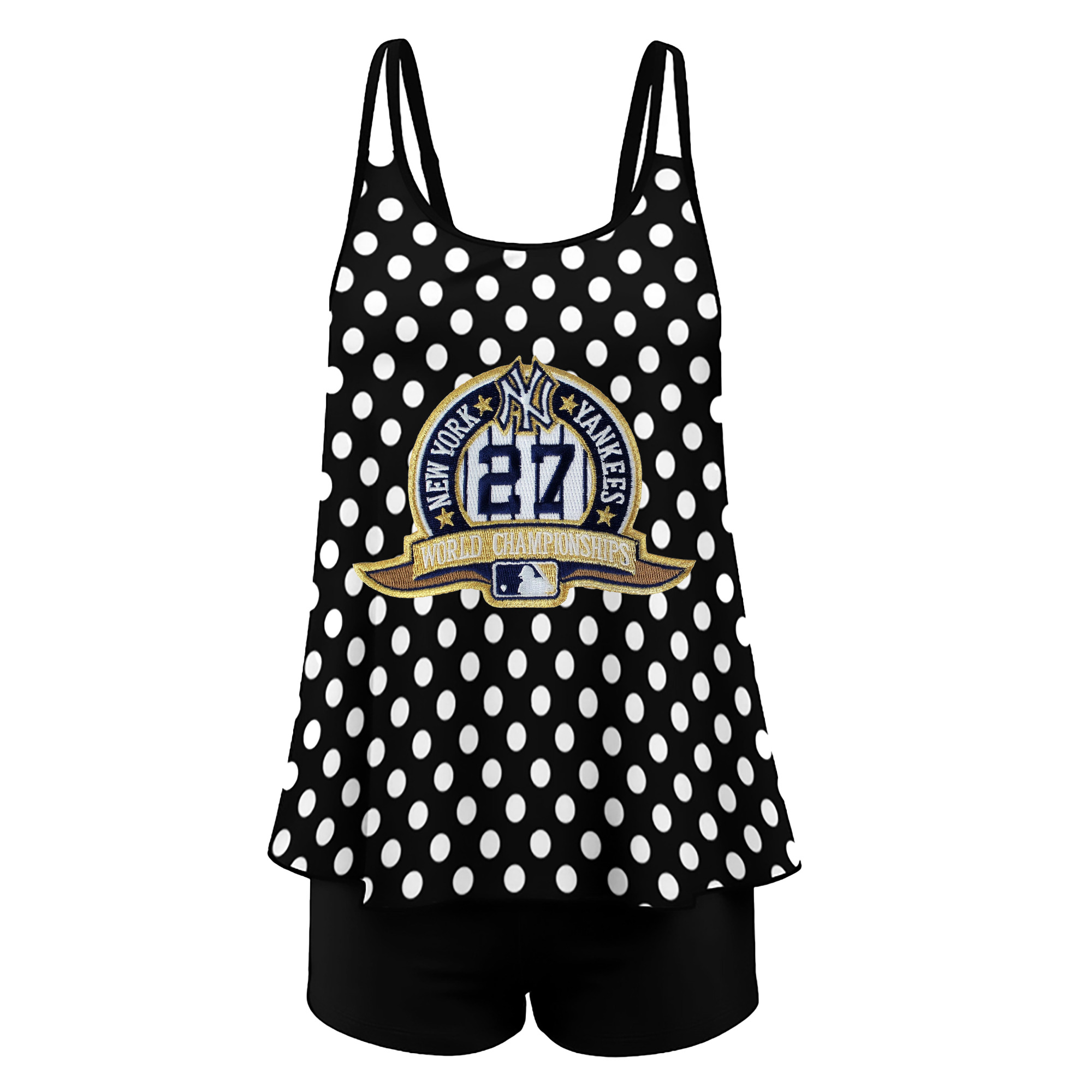 New York Yankees 271 Women’s Heat Transfer Printed Two-Piece Swimsuit Set – Sexy Double Strap Bandeau Top & Boyshort Bottoms, Soft Nylon-Spandex, Perfect for Beach, Pool & Vacation