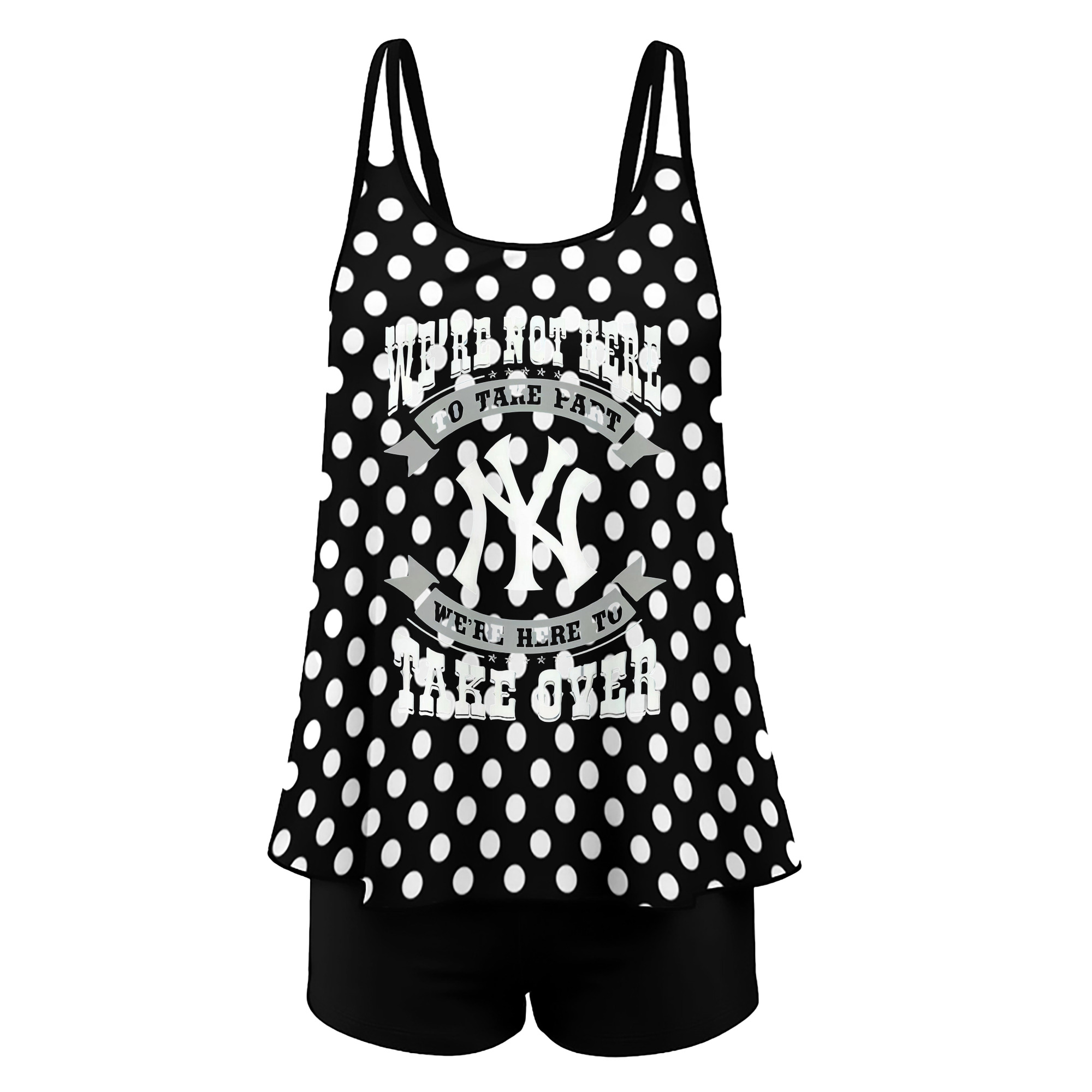 New York Yankees 276 Women’s Heat Transfer Printed Two-Piece Swimsuit Set – Sexy Double Strap Bandeau Top & Boyshort Bottoms, Soft Nylon-Spandex, Perfect for Beach, Pool & Vacation