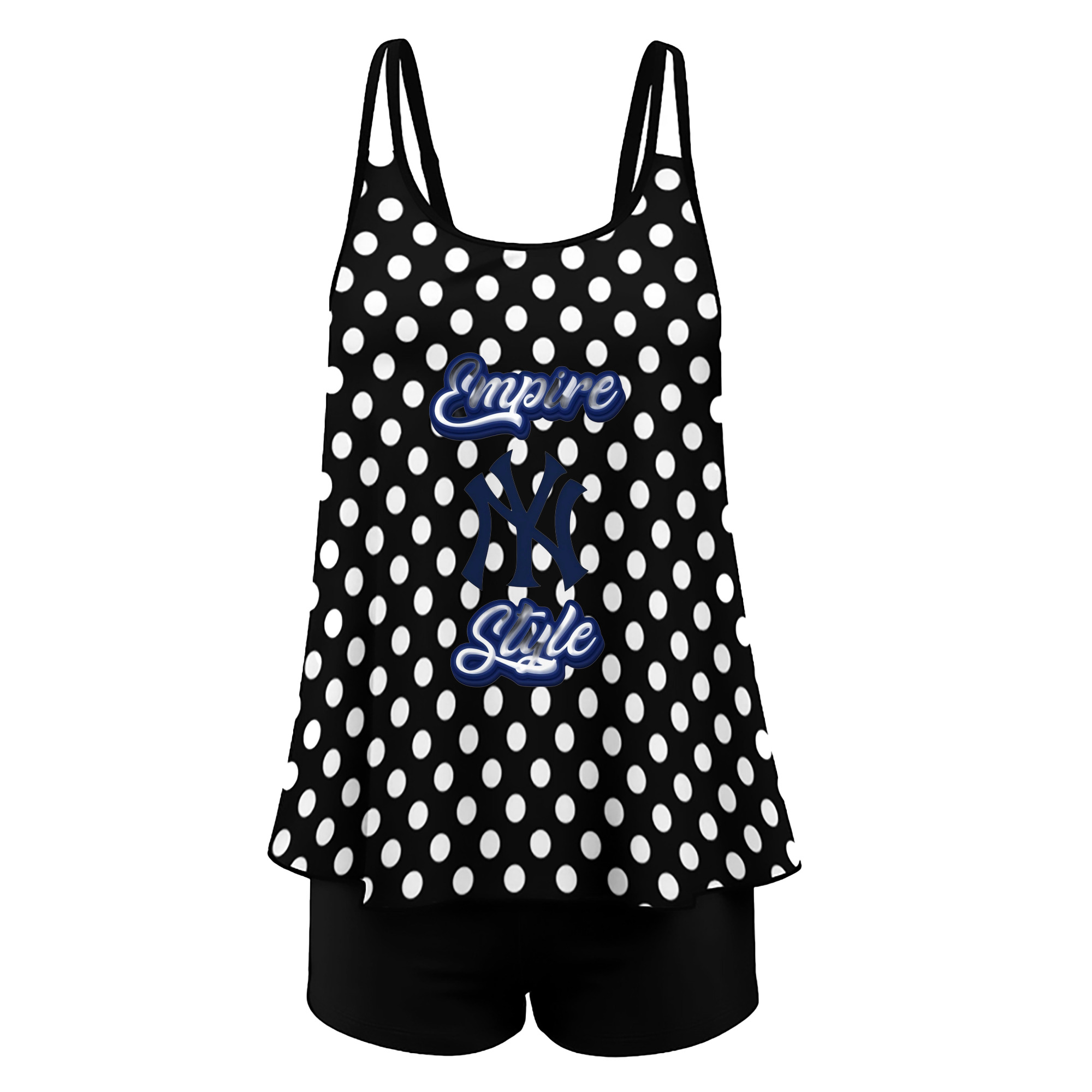 New York Yankees Empire Yankees Style Women’s Heat Transfer Printed Two-Piece Swimsuit Set – Sexy Double Strap Bandeau Top & Boyshort Bottoms, Soft Nylon-Spandex, Perfect for Beach, Pool & Vacation