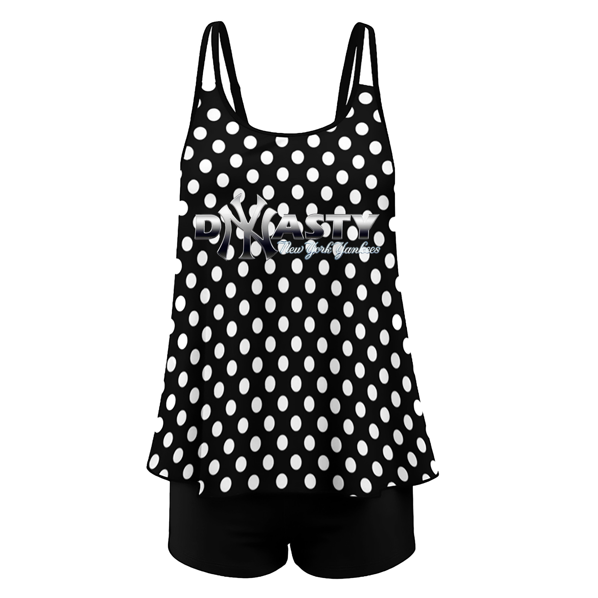 New York Yankees Dyasty Women’s Heat Transfer Printed Two-Piece Swimsuit Set – Sexy Double Strap Bandeau Top & Boyshort Bottoms, Soft Nylon-Spandex, Perfect for Beach, Pool & Vacation