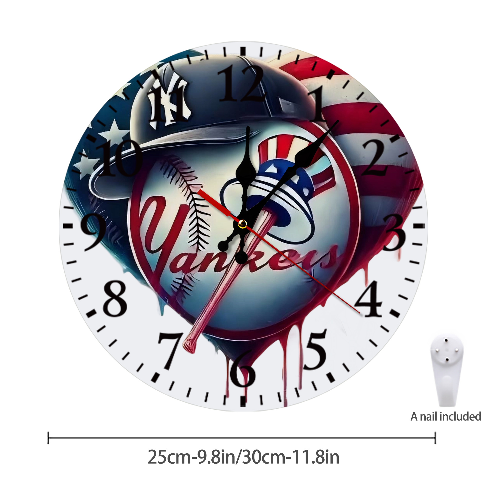 New York Yankees Heart Silent Round Wall Clock – Modern & Stylish DIY Design, Durable Wood Construction, Easy To Install – Perfect For Office, Bedroom, Living Room, And More