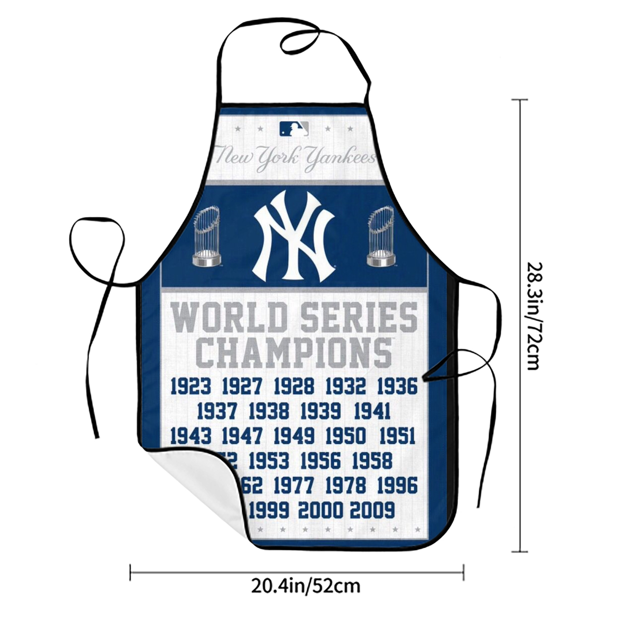 New York Yankees WS Champions Years Stain-Resistant Polyester Apron With Pocket – Full Print, Waterproof, Anti-Wrinkle, Anti-Pilling – Ideal For Kitchen, BBQ, Restaurant, Salon & More
