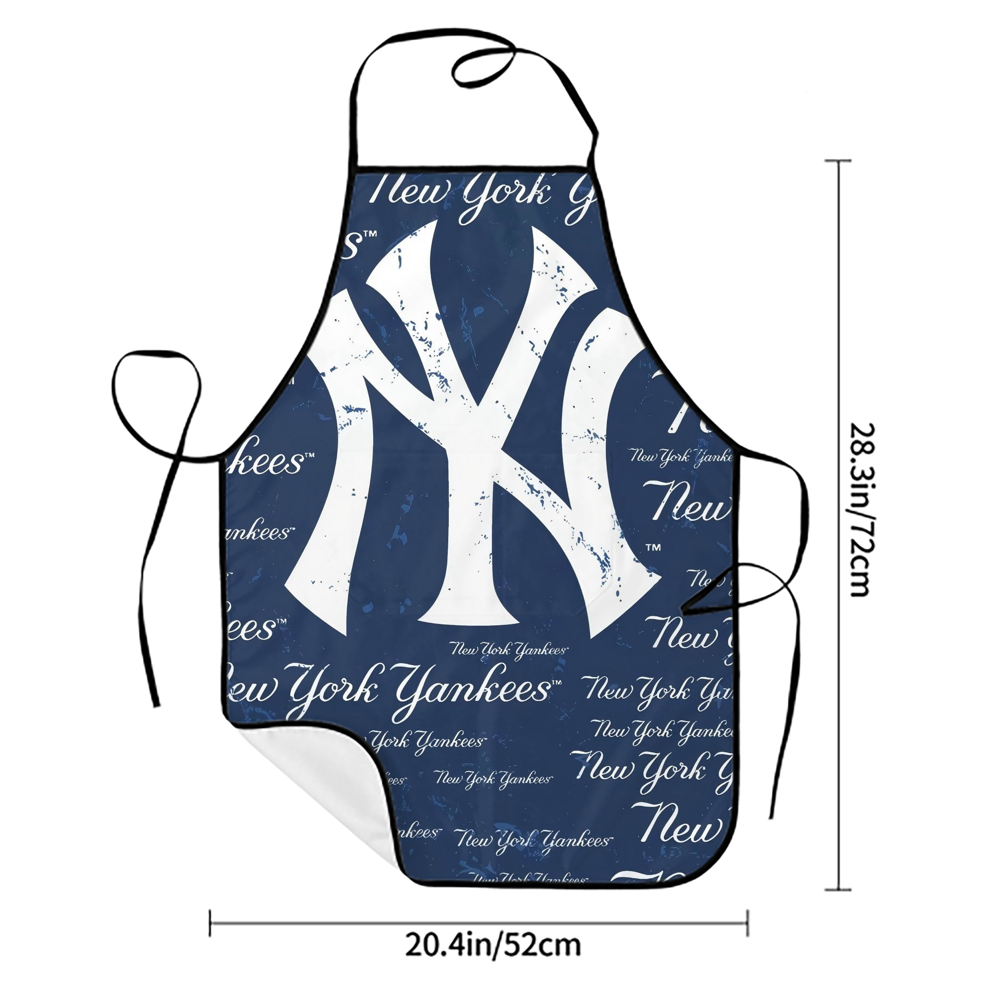 New York Yankees 117 Stain-Resistant Polyester Apron With Pocket – Full Print, Waterproof, Anti-Wrinkle, Anti-Pilling – Ideal For Kitchen, BBQ, Restaurant, Salon & More