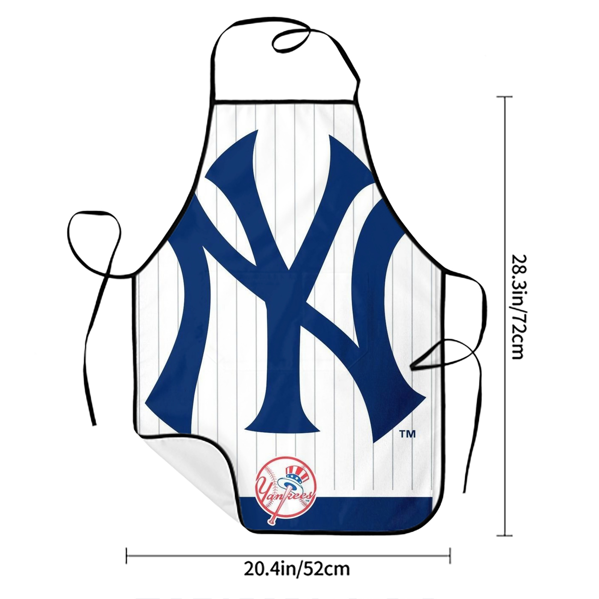 New York Yankees 130 Stain-Resistant Polyester Apron With Pocket – Full Print, Waterproof, Anti-Wrinkle, Anti-Pilling – Ideal For Kitchen, BBQ, Restaurant, Salon & More