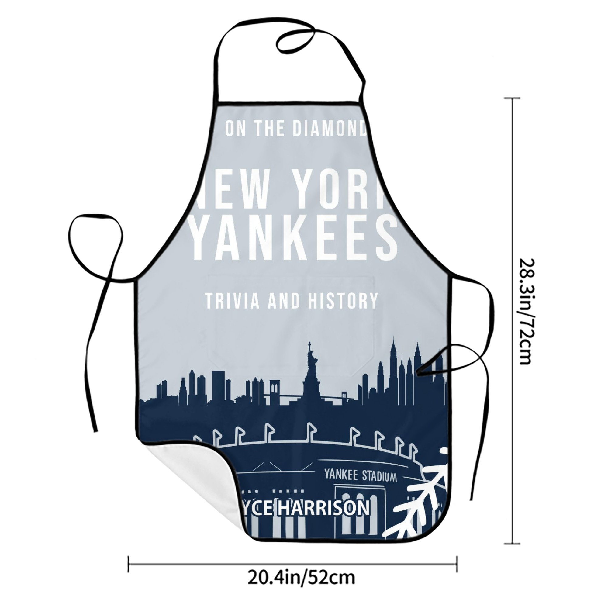 New York Yankees 141 Stain-Resistant Polyester Apron With Pocket – Full Print, Waterproof, Anti-Wrinkle, Anti-Pilling – Ideal For Kitchen, BBQ, Restaurant, Salon & More