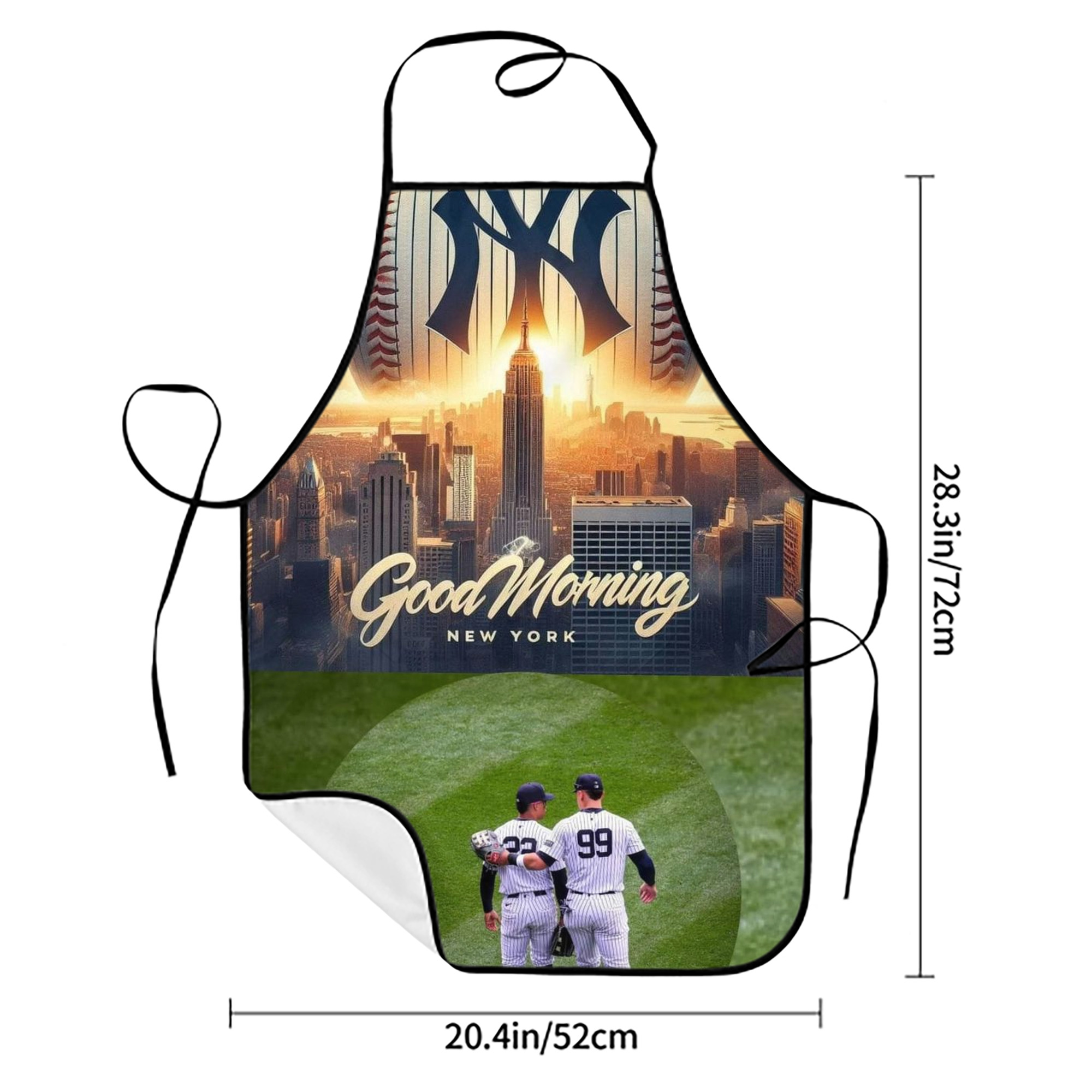 New York Yankees 218 Stain-Resistant Polyester Apron With Pocket – Full Print, Waterproof, Anti-Wrinkle, Anti-Pilling – Ideal For Kitchen, BBQ, Restaurant, Salon & More