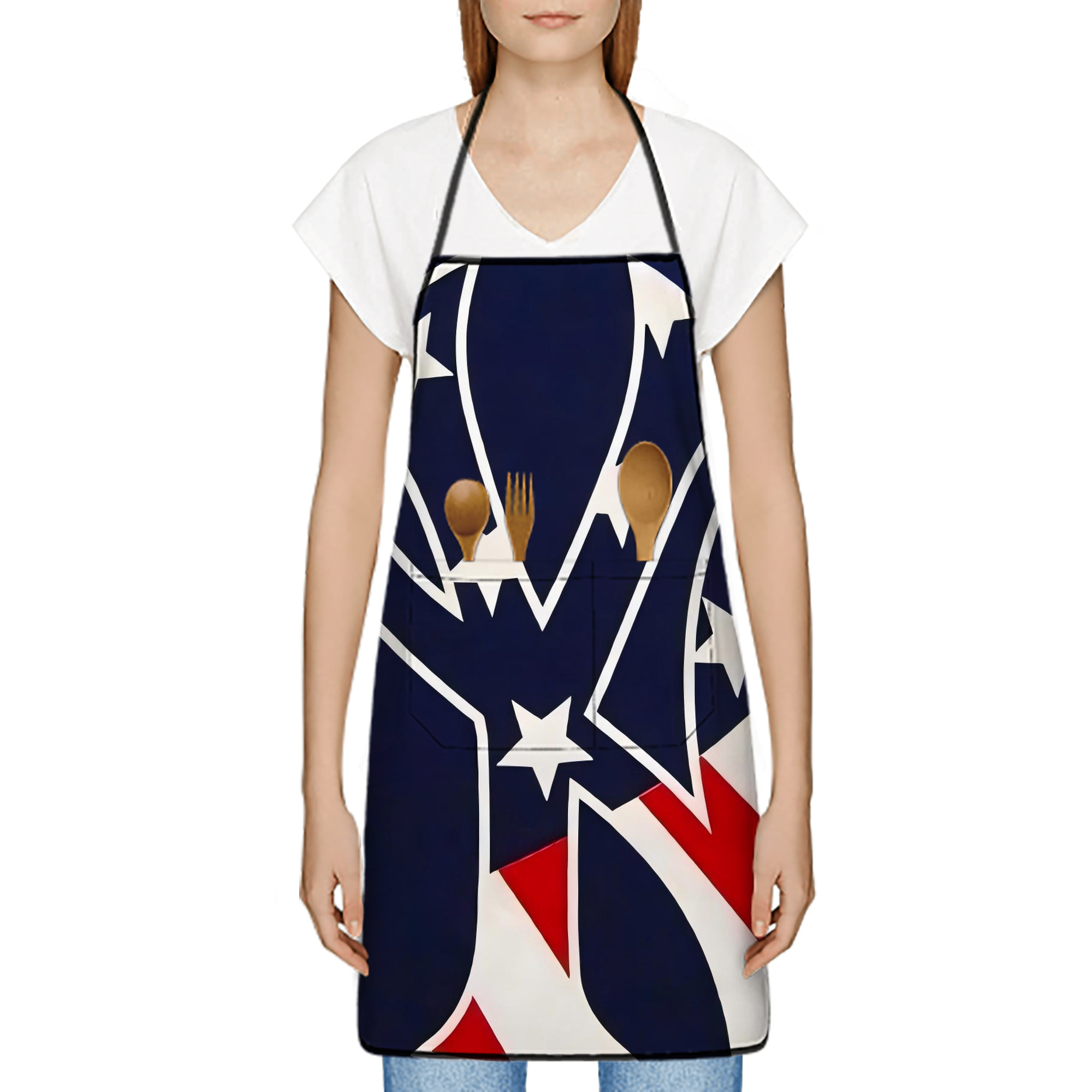New York Yankees Logo USA Stain-Resistant Polyester Apron With Pocket – Full Print, Waterproof, Anti-Wrinkle, Anti-Pilling – Ideal For Kitchen, BBQ, Restaurant, Salon & More