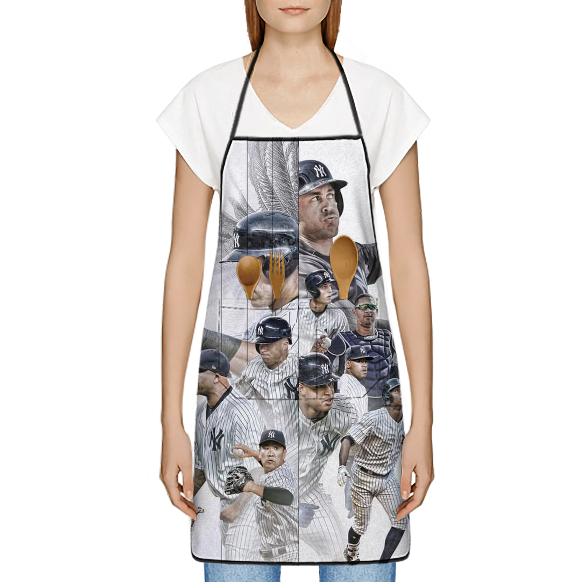 New York Yankees 109 Stain-Resistant Polyester Apron With Pocket – Full Print, Waterproof, Anti-Wrinkle, Anti-Pilling – Ideal For Kitchen, BBQ, Restaurant, Salon & More