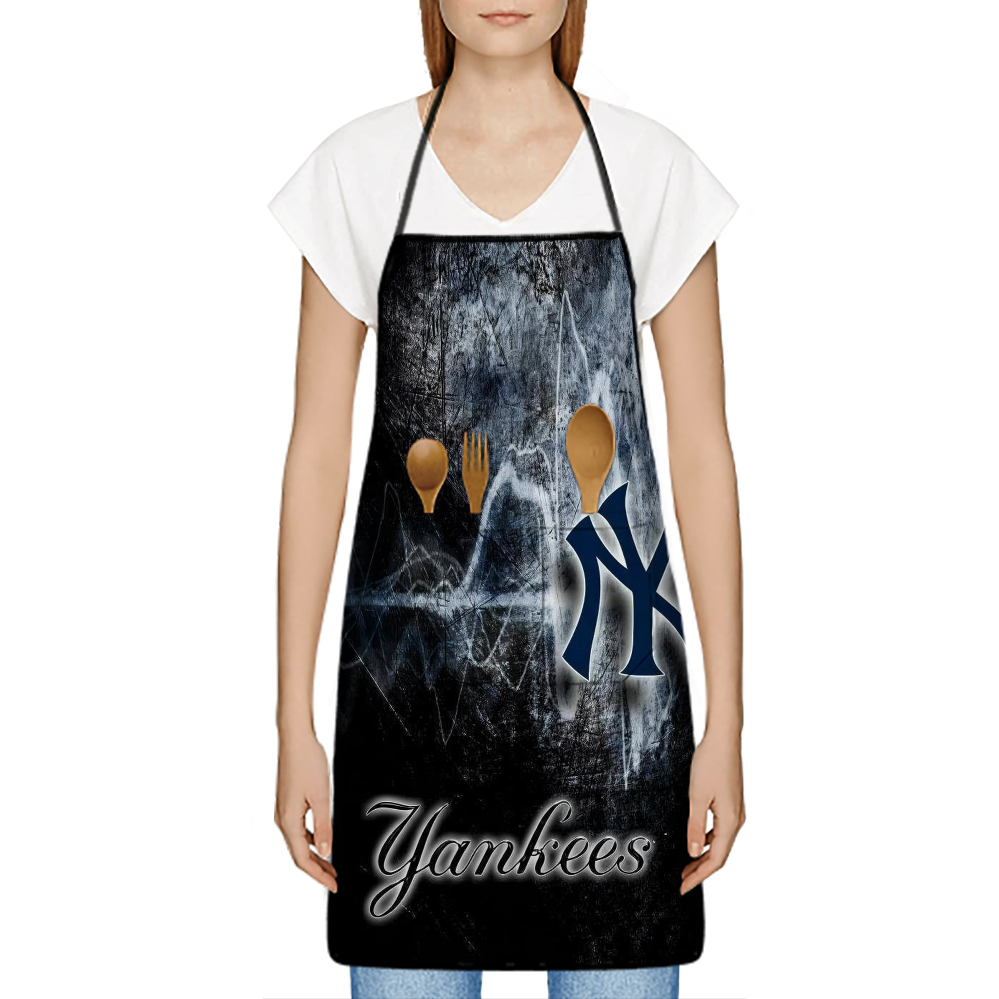 New York Yankees 146 Stain-Resistant Polyester Apron With Pocket – Full Print, Waterproof, Anti-Wrinkle, Anti-Pilling – Ideal For Kitchen, BBQ, Restaurant, Salon & More
