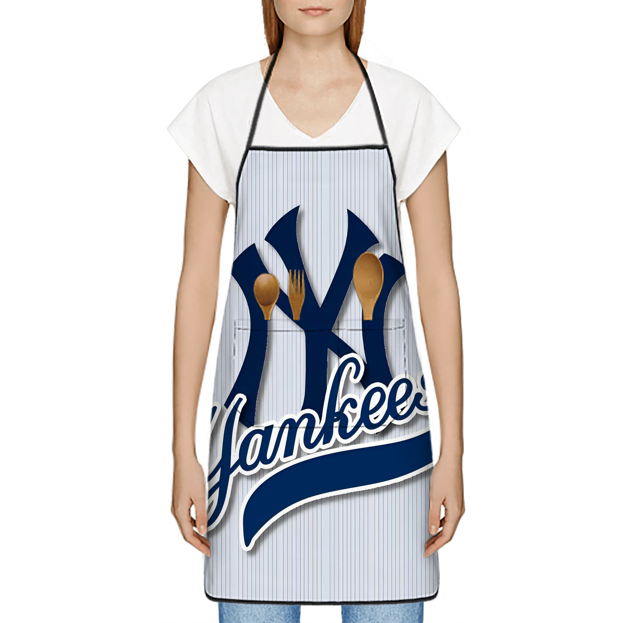 New York Yankees 151 Stain-Resistant Polyester Apron With Pocket – Full Print, Waterproof, Anti-Wrinkle, Anti-Pilling – Ideal For Kitchen, BBQ, Restaurant, Salon & More