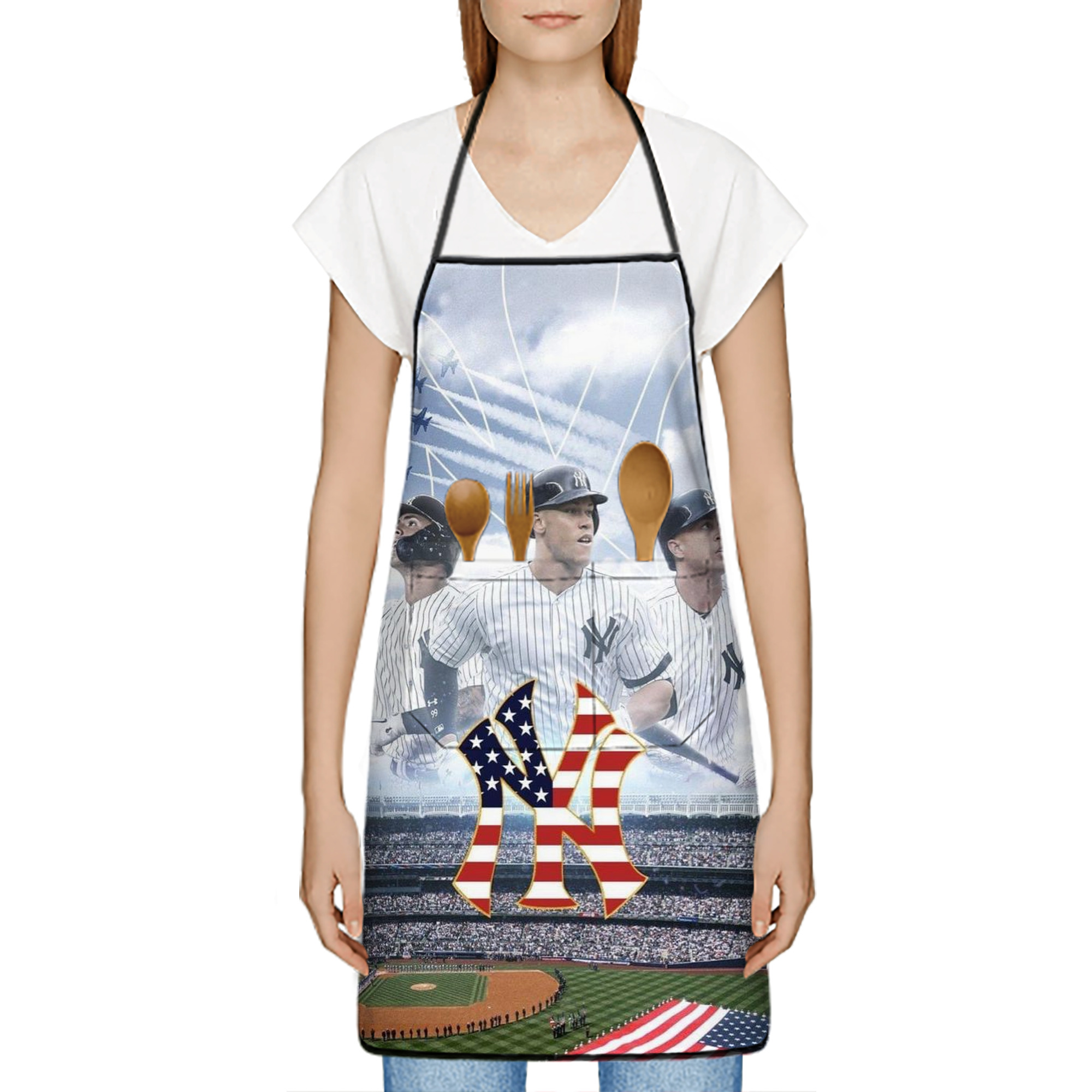 New York Yankees 161 Stain-Resistant Polyester Apron With Pocket – Full Print, Waterproof, Anti-Wrinkle, Anti-Pilling – Ideal For Kitchen, BBQ, Restaurant, Salon & More
