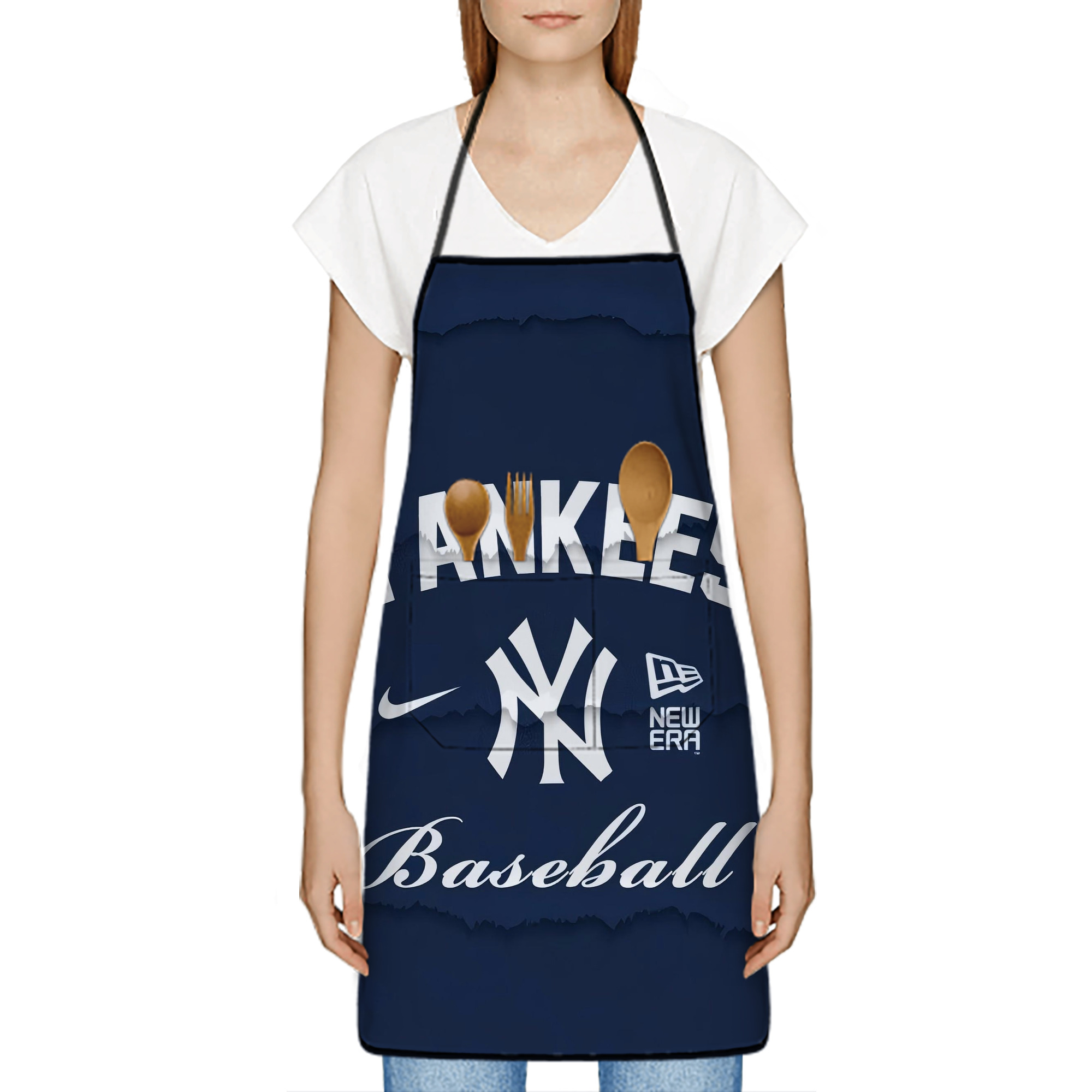 New York Yankees 167 Stain-Resistant Polyester Apron With Pocket – Full Print, Waterproof, Anti-Wrinkle, Anti-Pilling – Ideal For Kitchen, BBQ, Restaurant, Salon & More