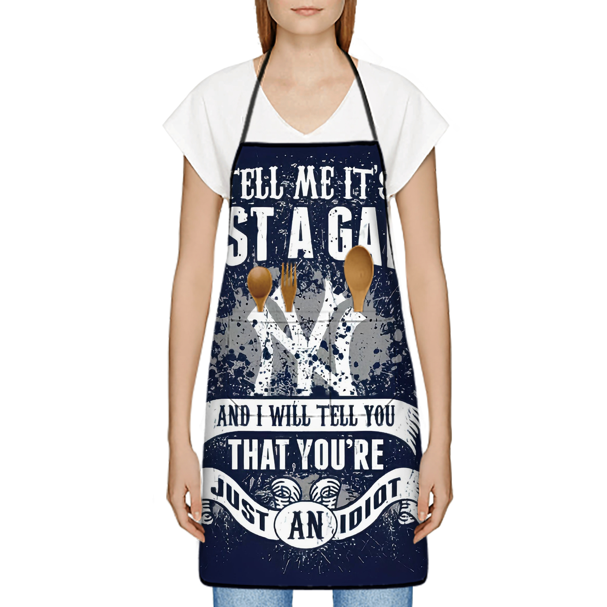 New York Yankees 174 Stain-Resistant Polyester Apron With Pocket – Full Print, Waterproof, Anti-Wrinkle, Anti-Pilling – Ideal For Kitchen, BBQ, Restaurant, Salon & More