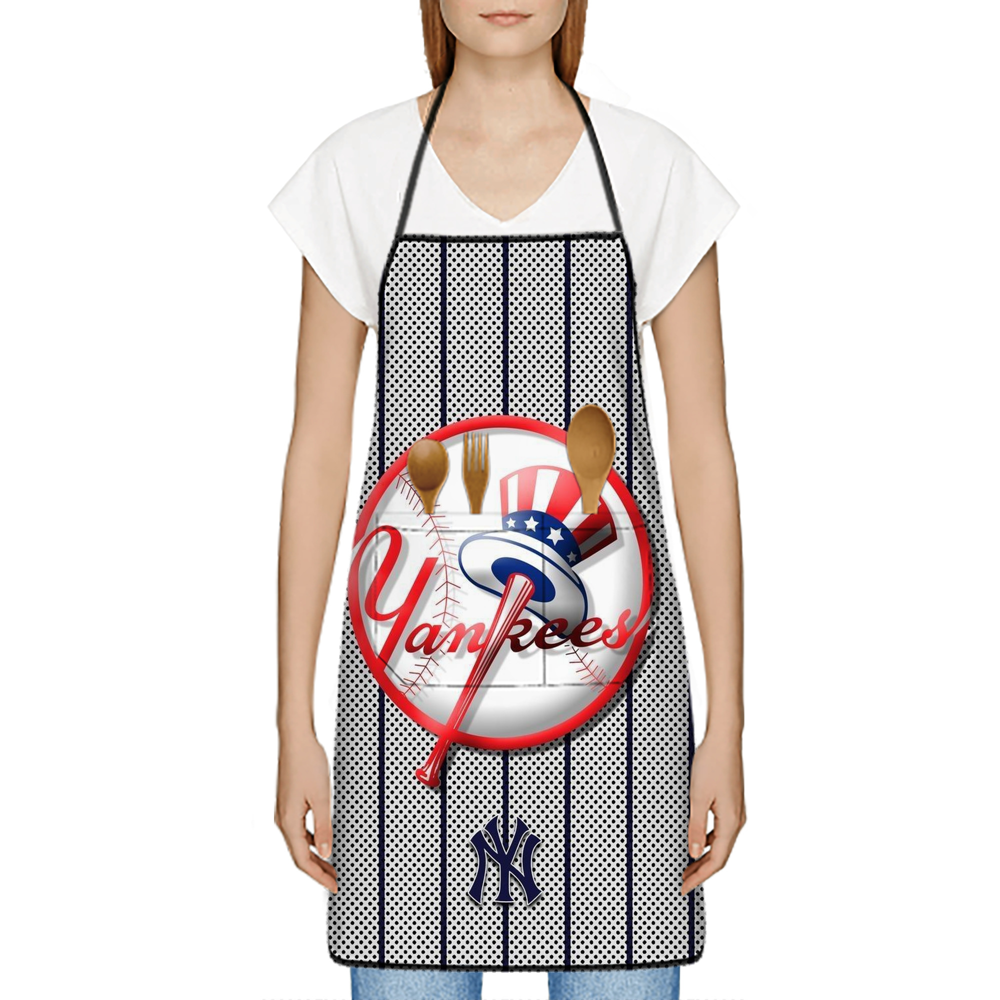 New York Yankees 197 Stain-Resistant Polyester Apron With Pocket – Full Print, Waterproof, Anti-Wrinkle, Anti-Pilling – Ideal For Kitchen, BBQ, Restaurant, Salon & More