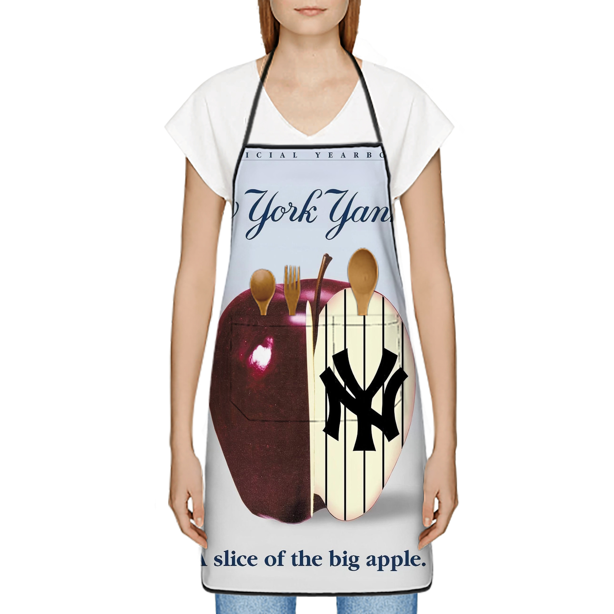New York Yankees 202 Stain-Resistant Polyester Apron With Pocket – Full Print, Waterproof, Anti-Wrinkle, Anti-Pilling – Ideal For Kitchen, BBQ, Restaurant, Salon & More