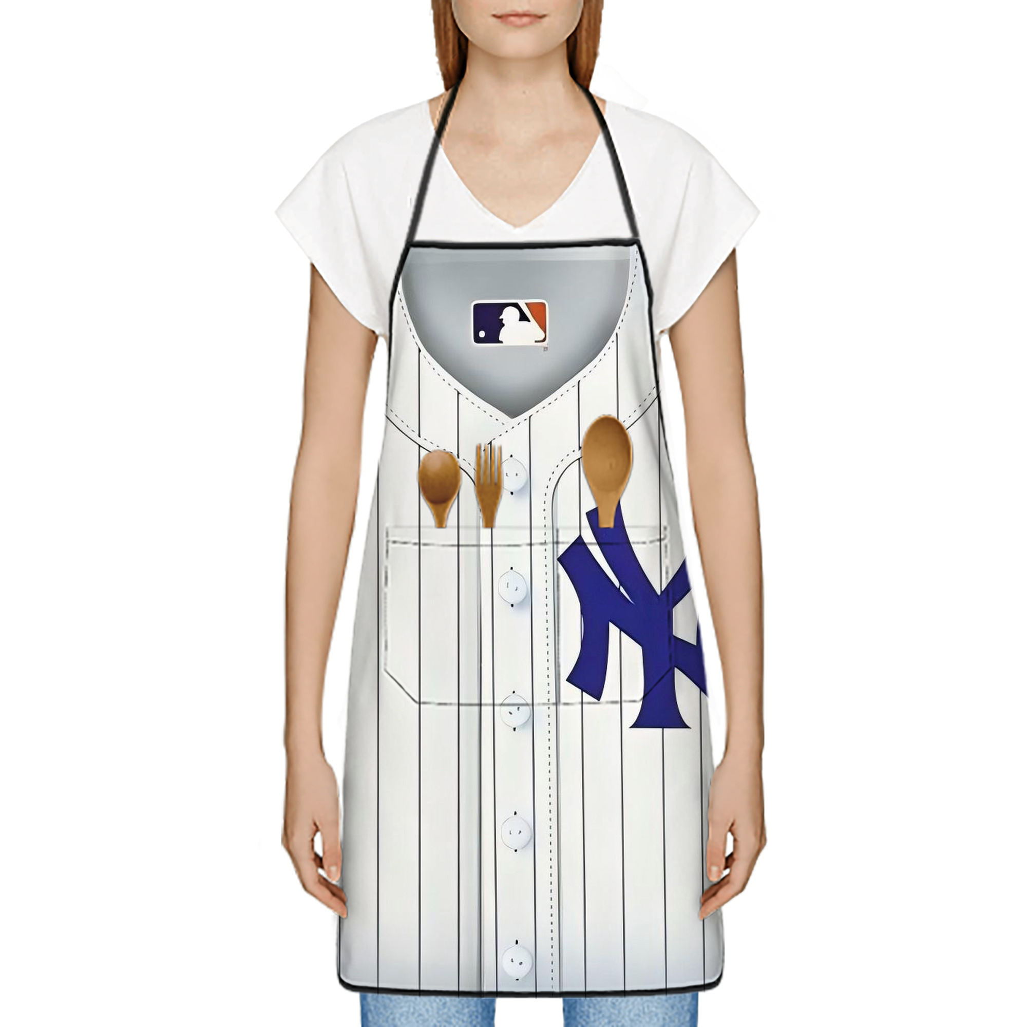 New York Yankees 213 Stain-Resistant Polyester Apron With Pocket – Full Print, Waterproof, Anti-Wrinkle, Anti-Pilling – Ideal For Kitchen, BBQ, Restaurant, Salon & More