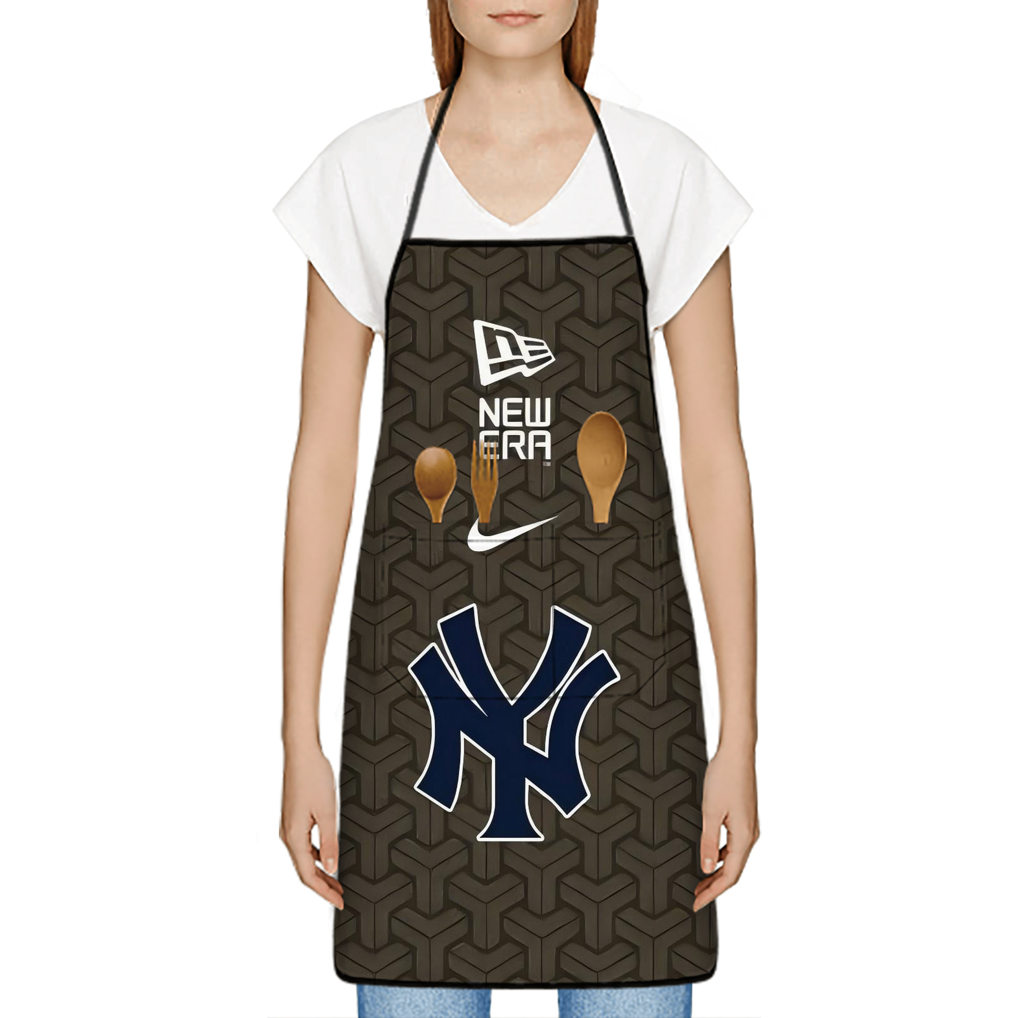 New York Yankees 318 Stain-Resistant Polyester Apron With Pocket – Full Print, Waterproof, Anti-Wrinkle, Anti-Pilling – Ideal For Kitchen, BBQ, Restaurant, Salon & More