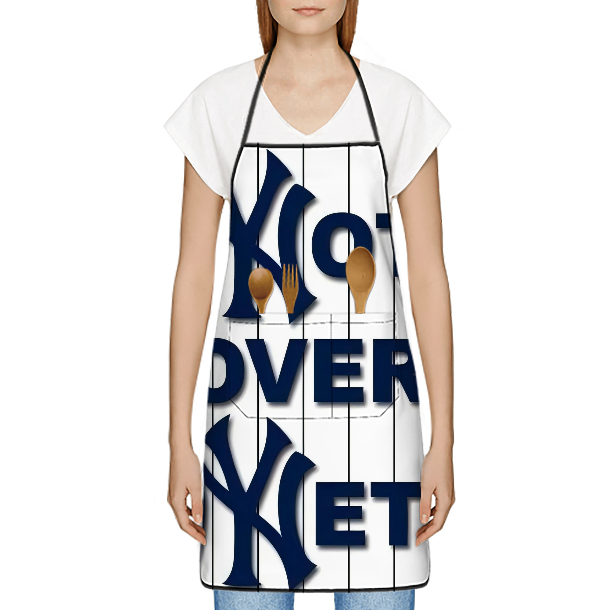 New York Yankees Not over Net Stain-Resistant Polyester Apron With Pocket – Full Print, Waterproof, Anti-Wrinkle, Anti-Pilling – Ideal For Kitchen, BBQ, Restaurant, Salon & More