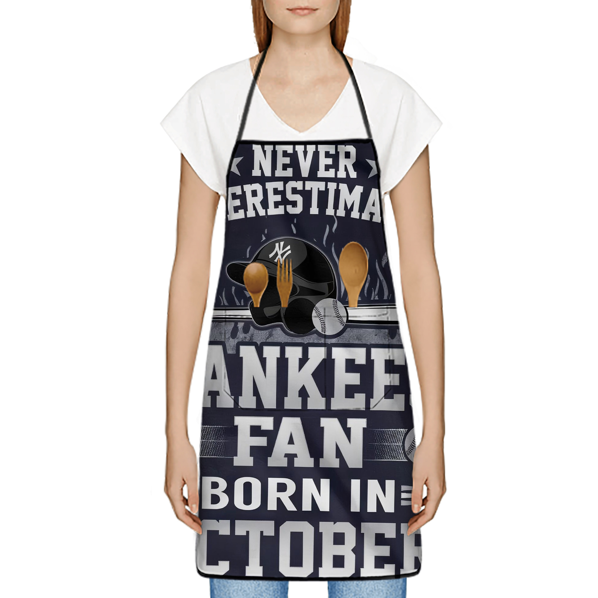 New York Yankees 349 Stain-Resistant Polyester Apron With Pocket – Full Print, Waterproof, Anti-Wrinkle, Anti-Pilling – Ideal For Kitchen, BBQ, Restaurant, Salon & More