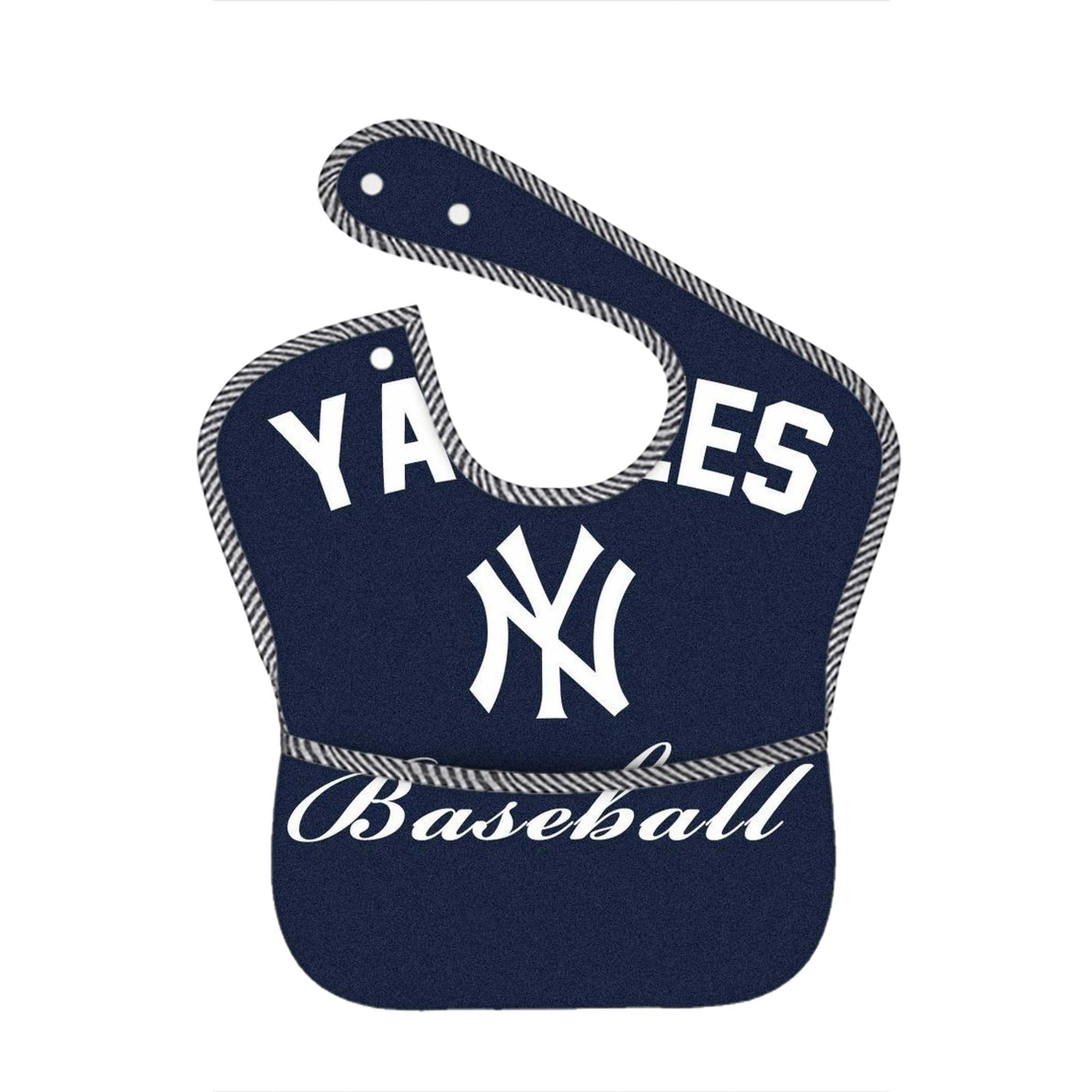 New York Yankees Baseball Adjustable Waterproof Toddler Bib – Full-Print Durable Polyester – Foldable Crumb Pocket – Easy Snap Closure – Soft