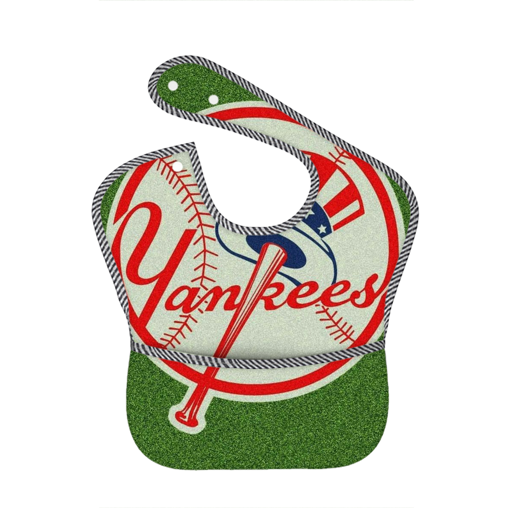New York Yankees Logo Adjustable Waterproof Toddler Bib – Full-Print Durable Polyester – Foldable Crumb Pocket – Easy Snap Closure – Soft
